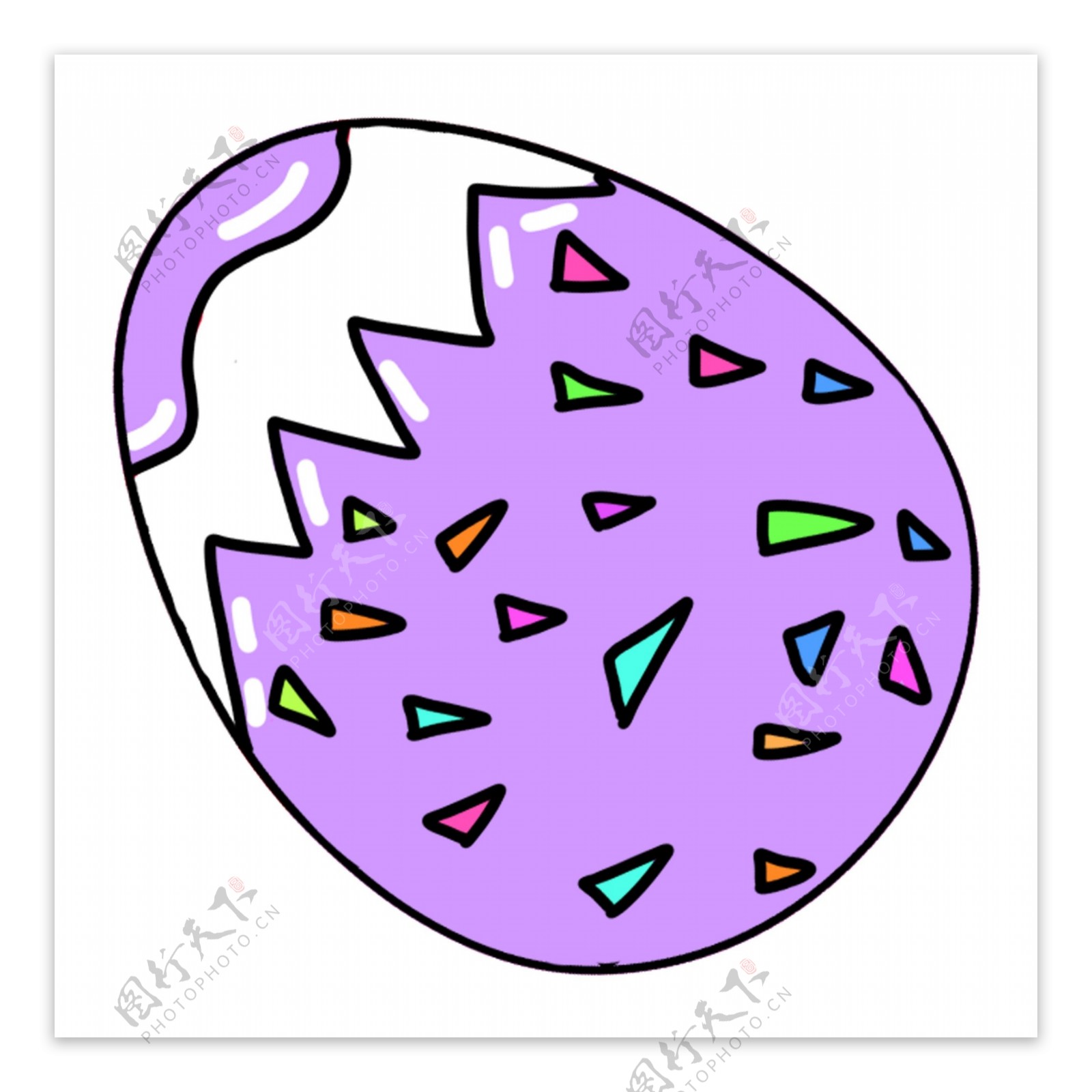 紫色手绘卡通节日彩蛋元素