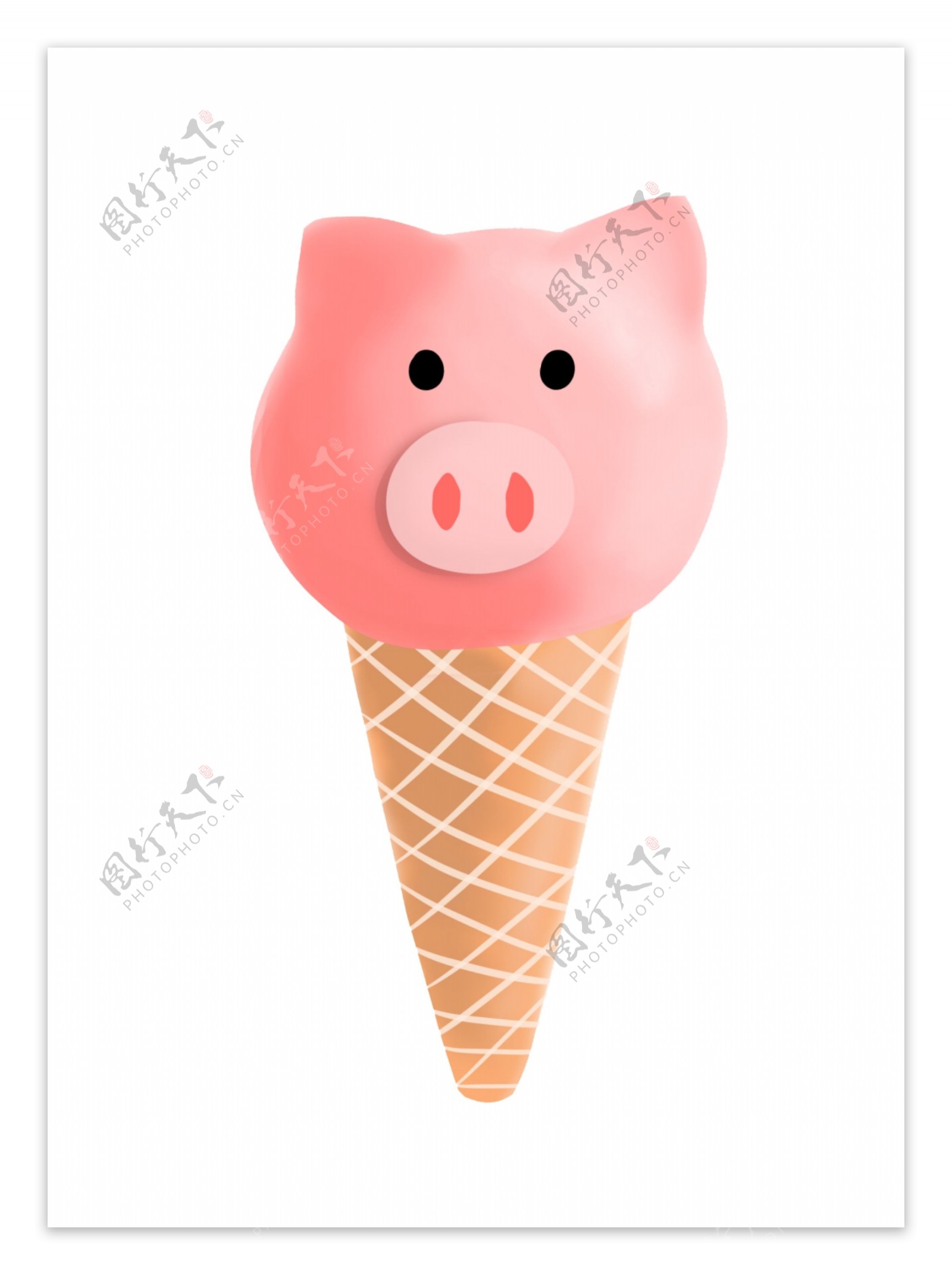 手绘可爱小猪冰淇淋