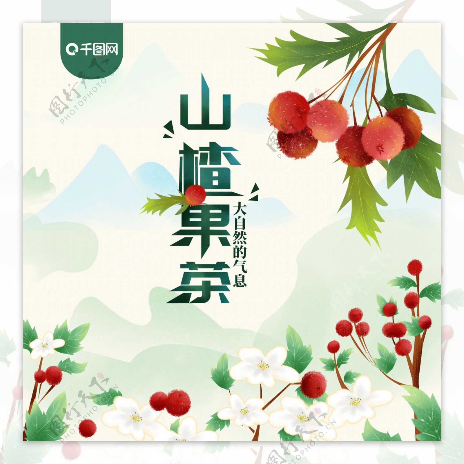 小清新插画风水果茶系列之山楂果茶包装盒