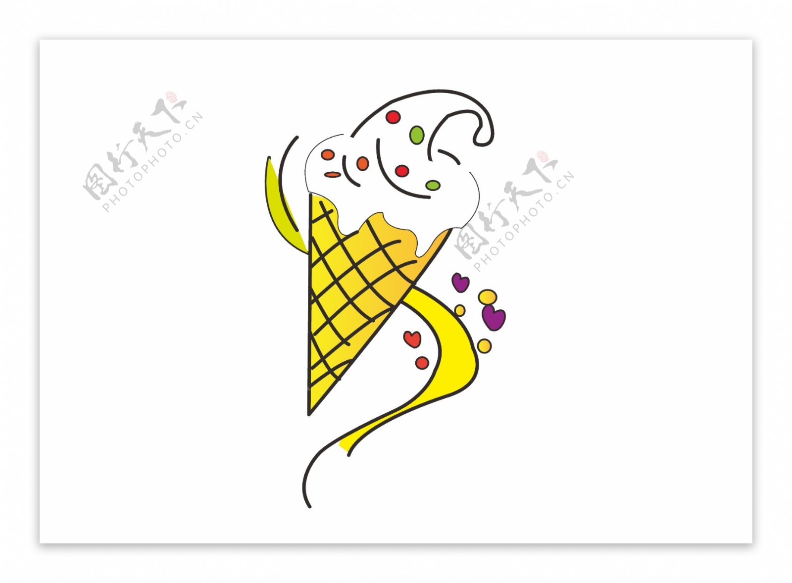 卡通矢量手绘冰淇淋