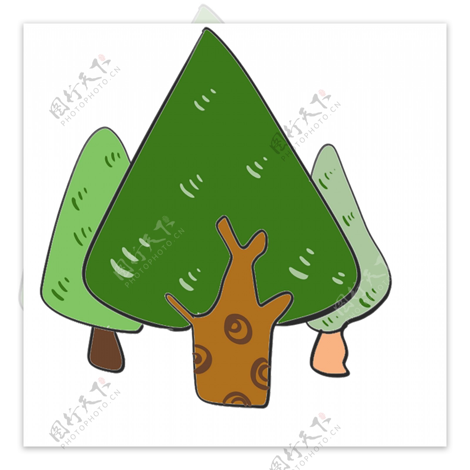 三角型绿色树木