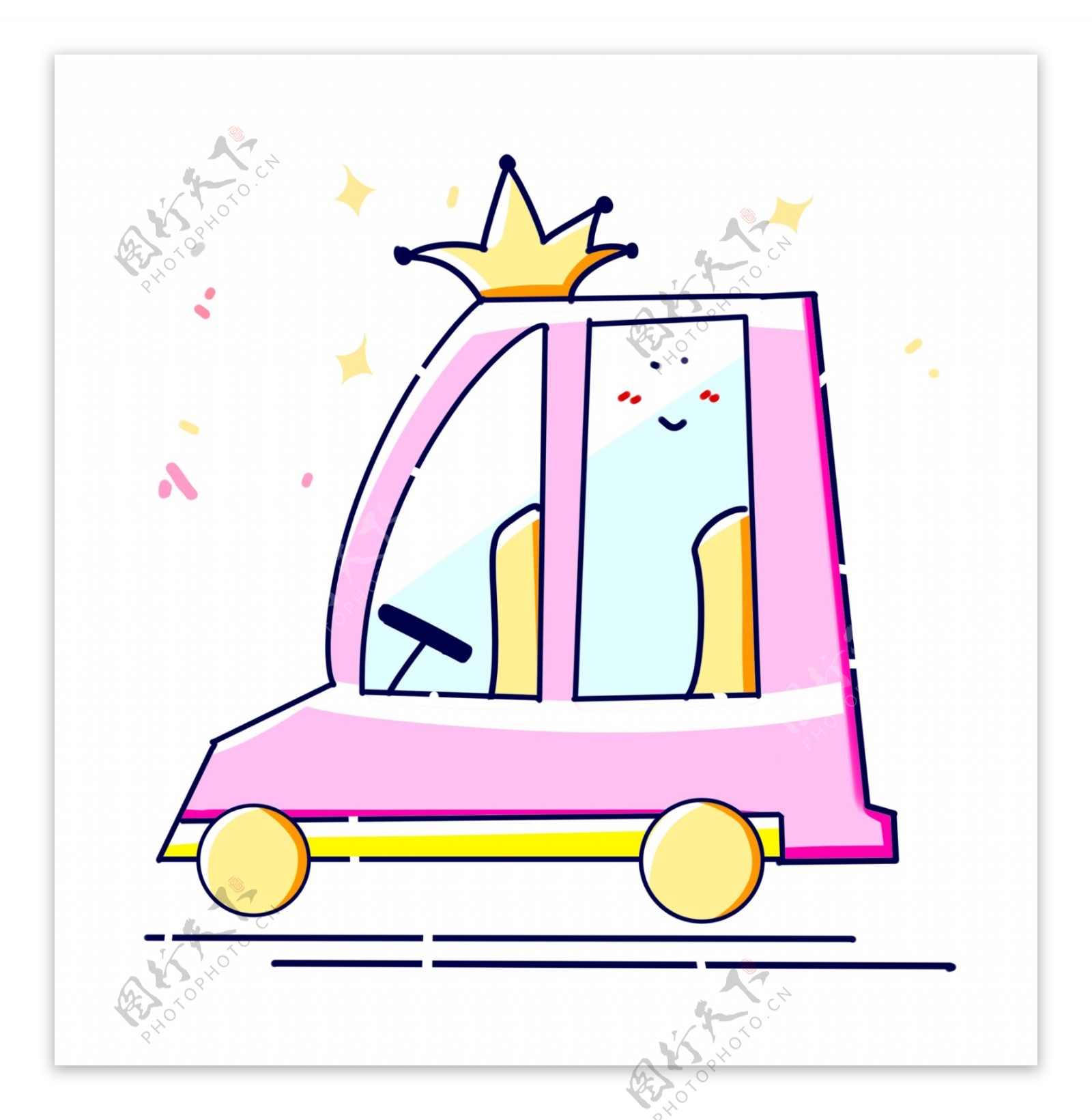 小型粉色汽车