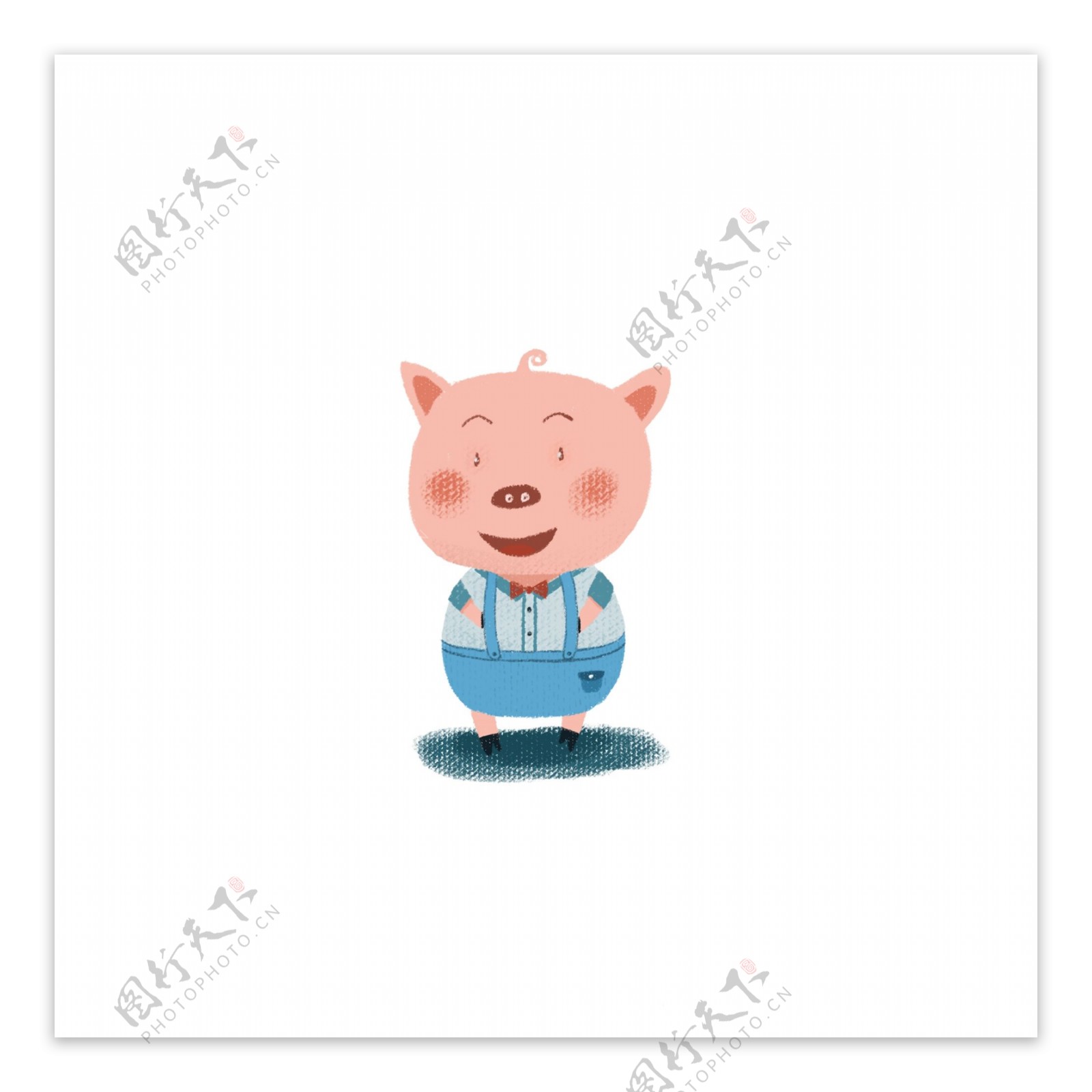 卡通可爱手绘人物小猪