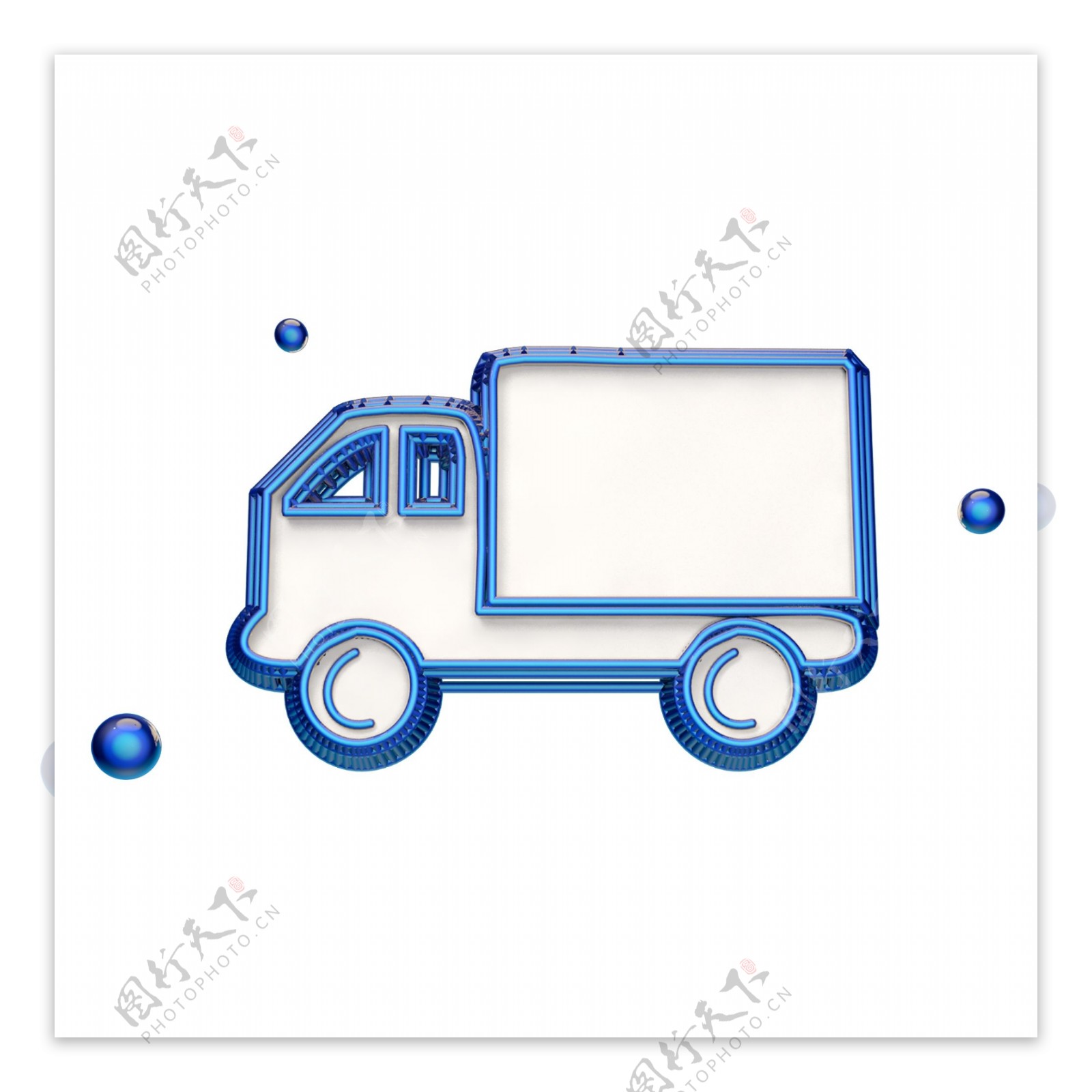 蓝色立体集装箱车图标