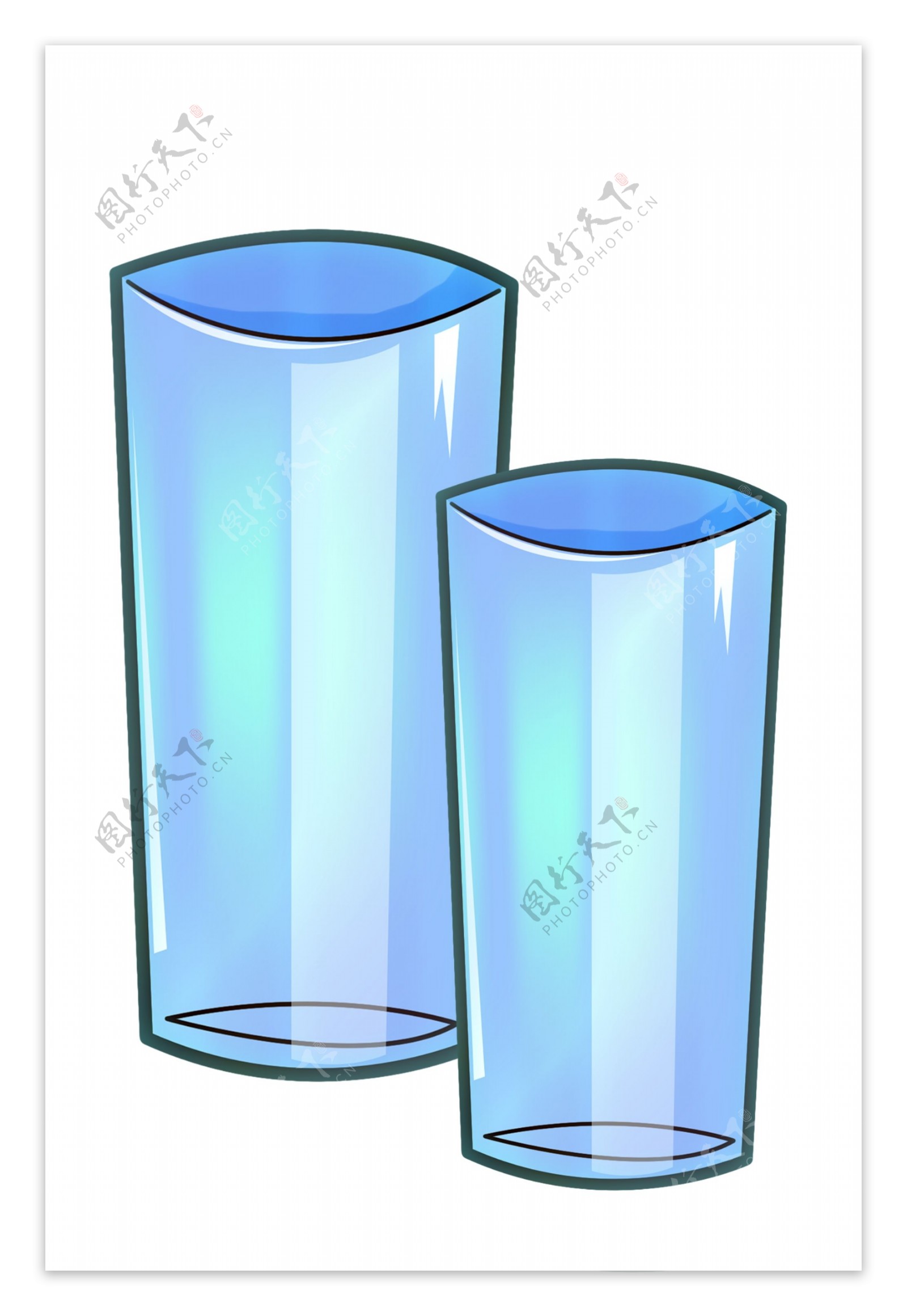 两个蓝色玻璃杯