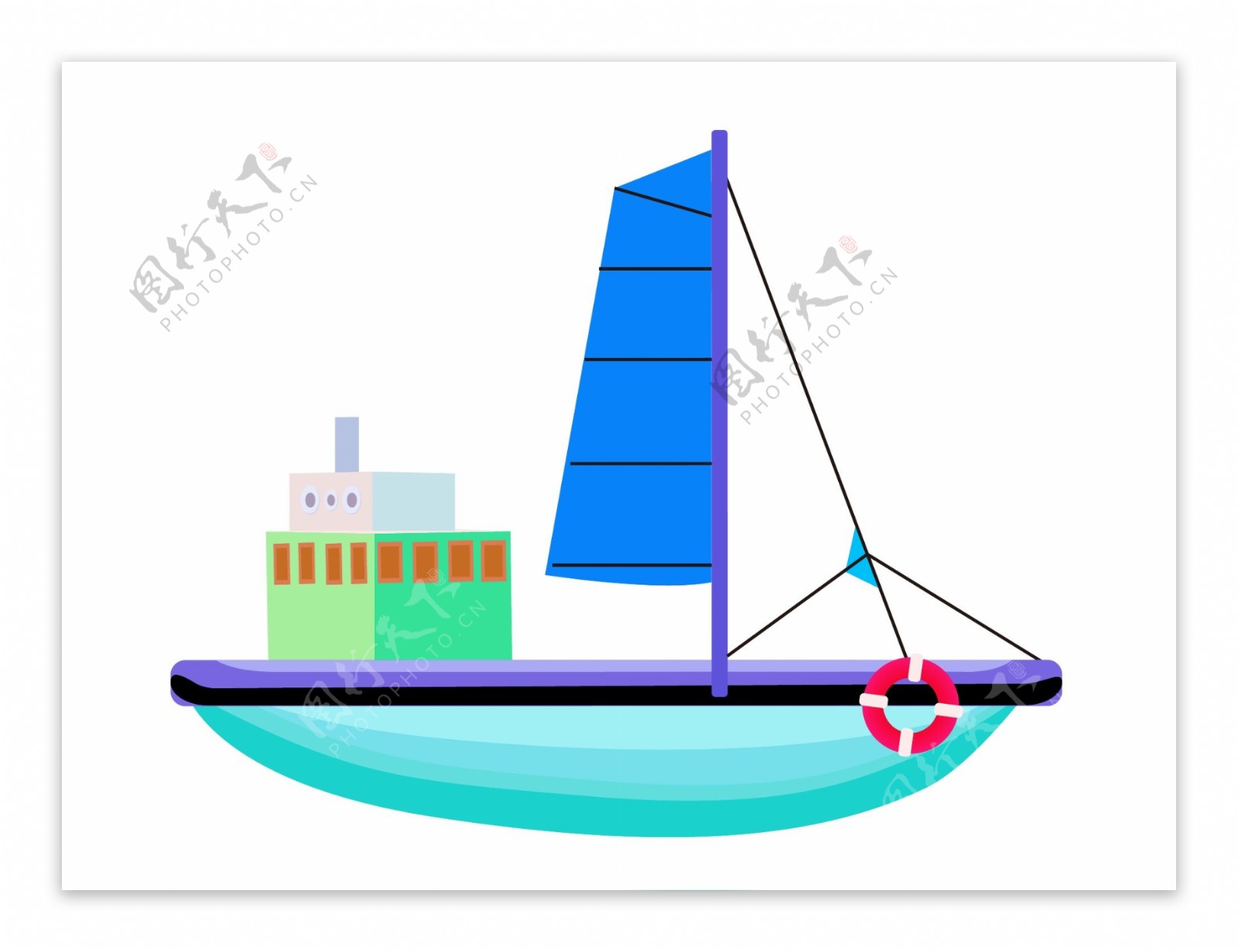 彩色帆船小船