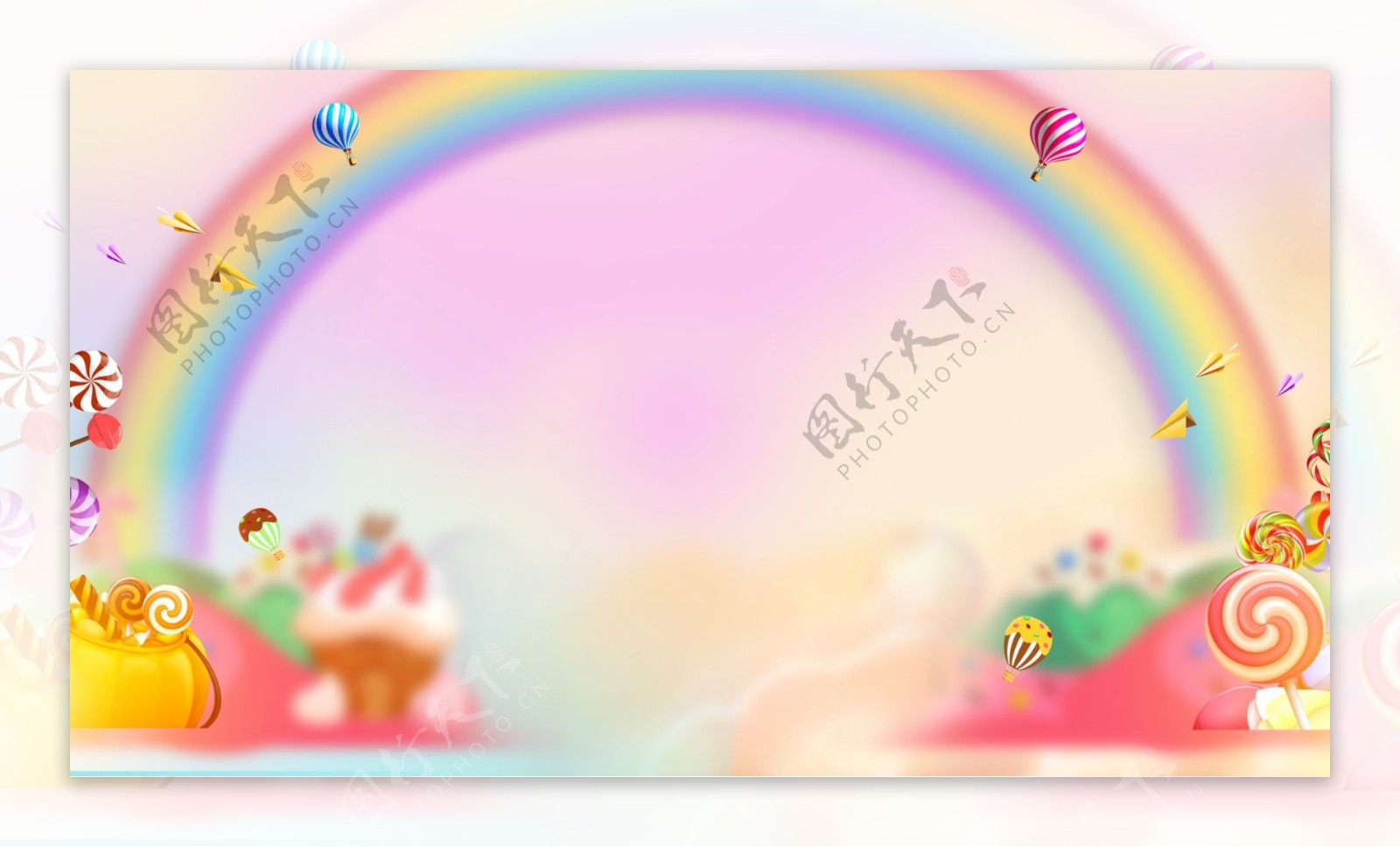 梦幻糖果色彩虹六一儿童节背景设计