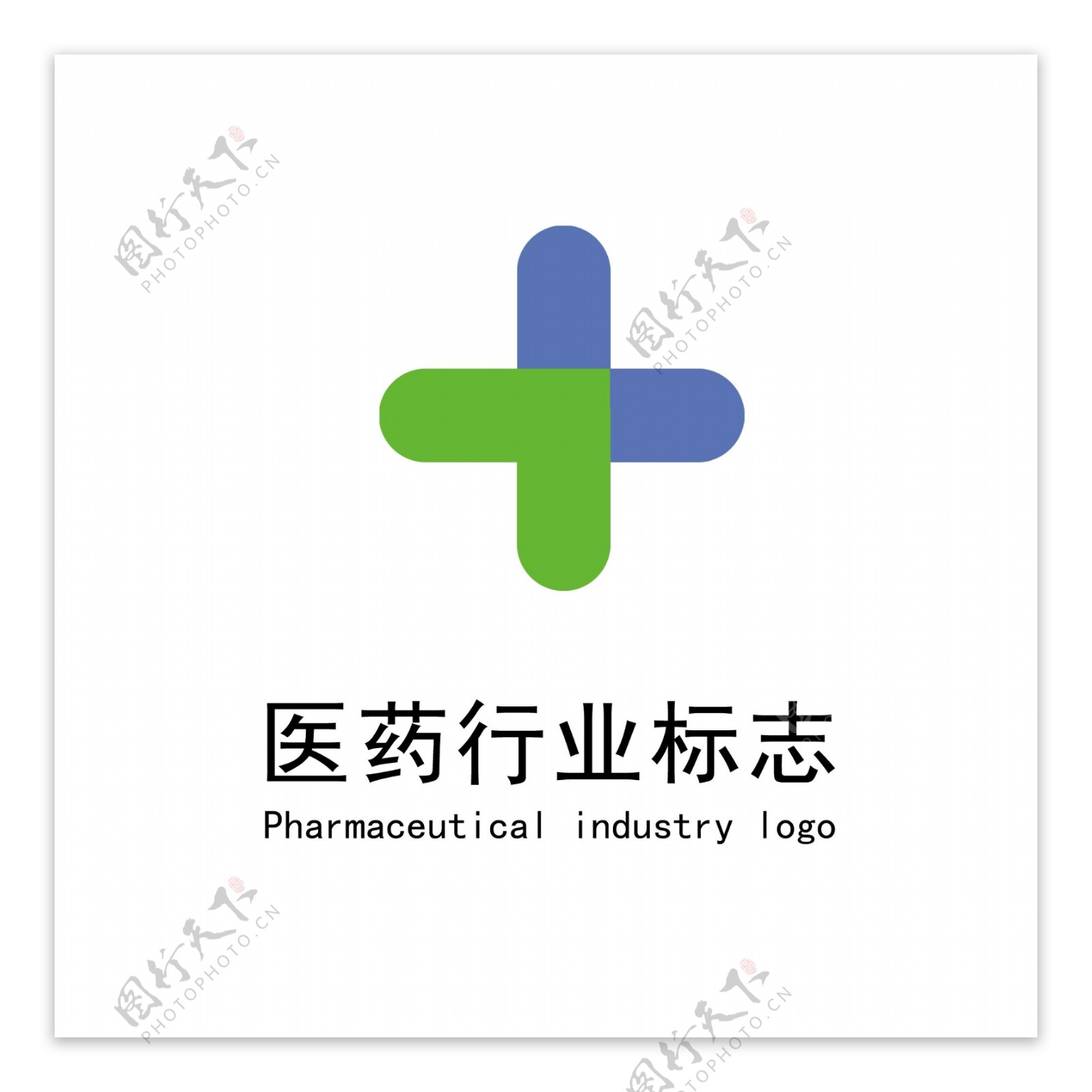 简约蓝绿色医药logo