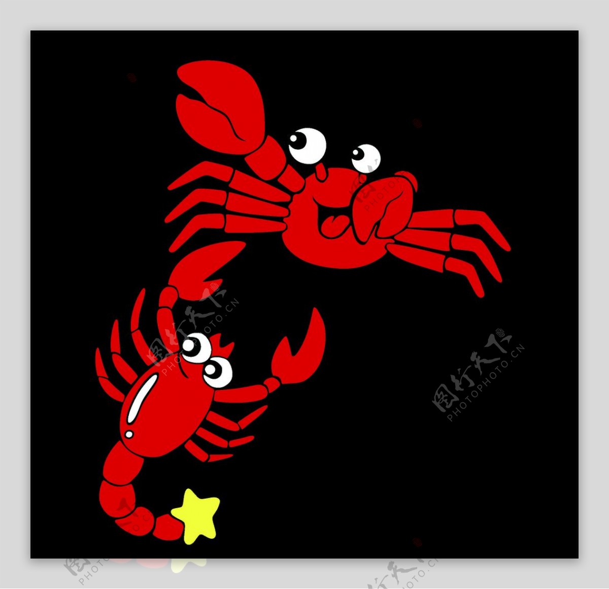 螃蟹龙虾卡通魔蝎蝎子