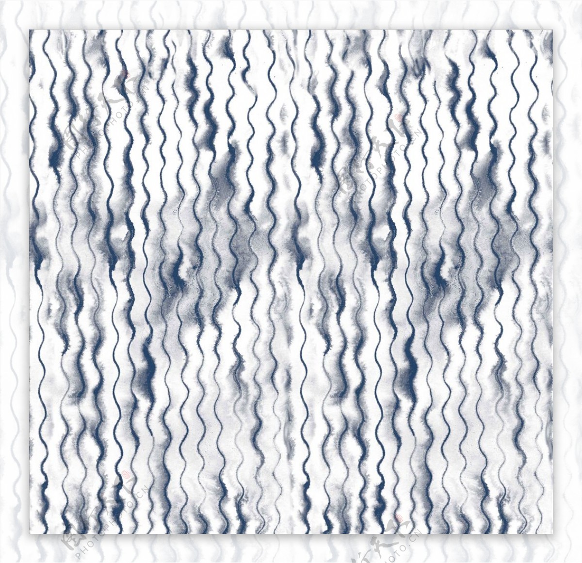 波浪曲线蓝色印染墙纸底纹