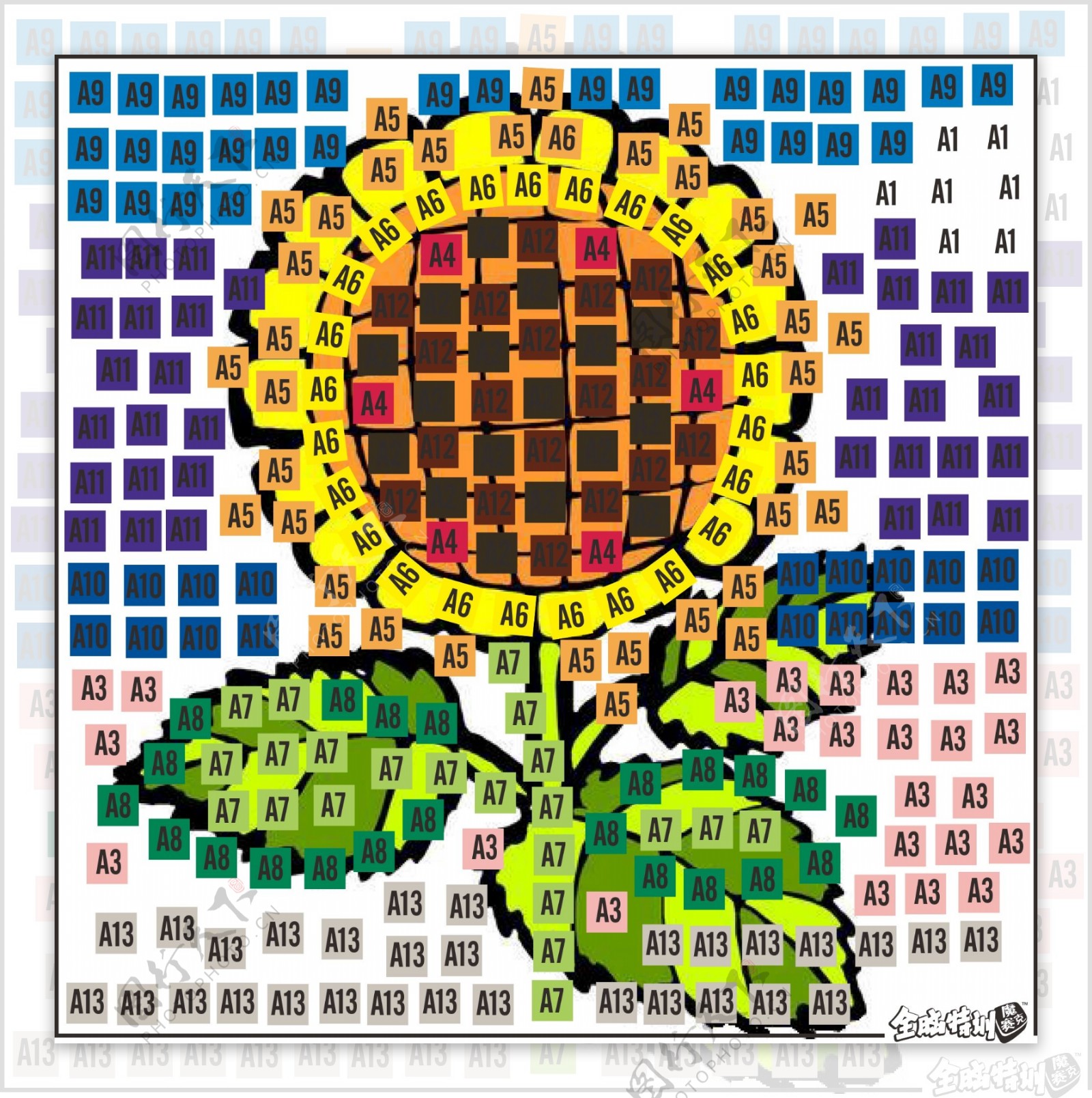 方格子向日葵创意矢量图形