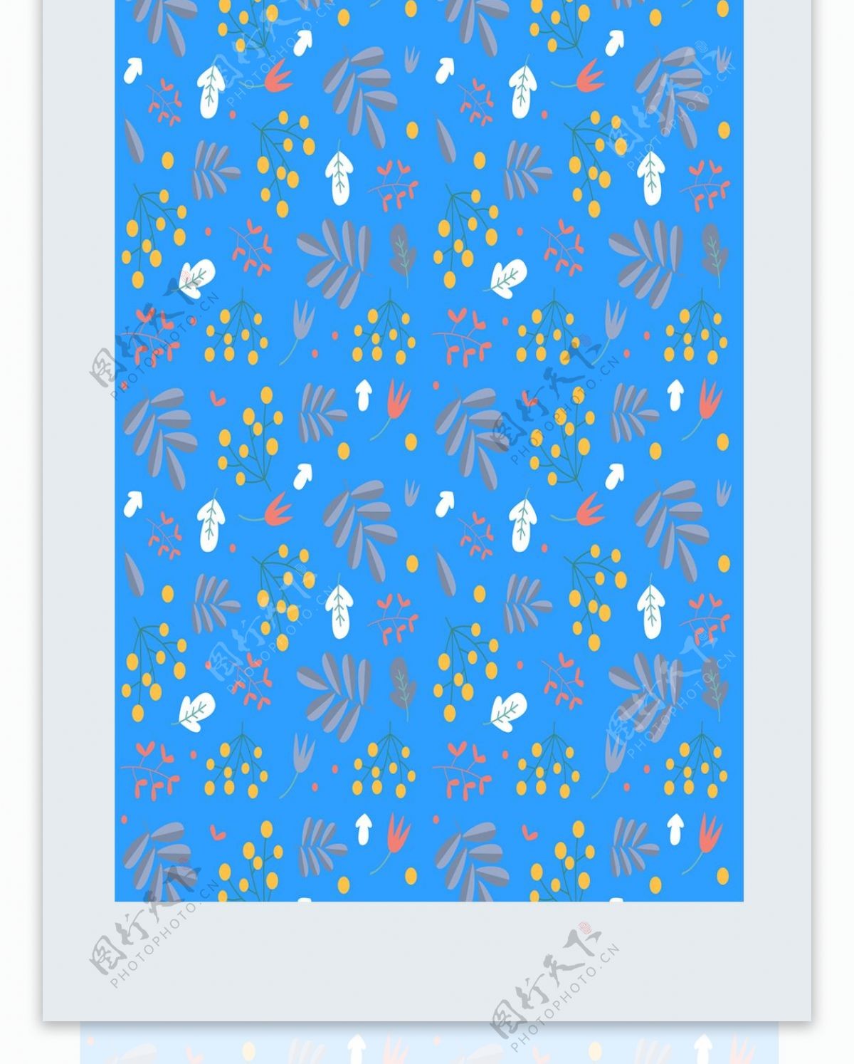 AI可编辑蓝色花朵花纹手机壳样机
