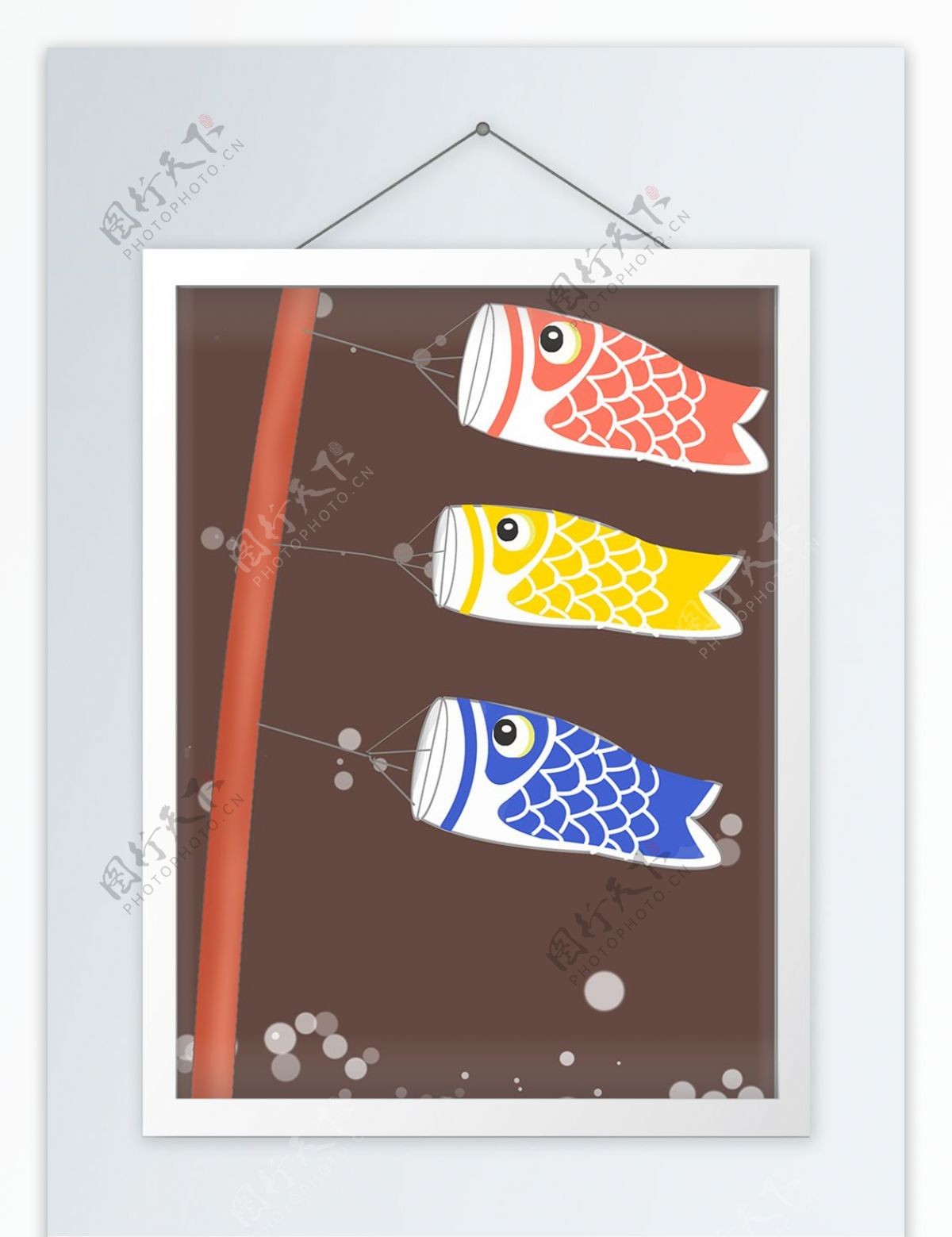 手绘元素鲤鱼旗日式卡通元素