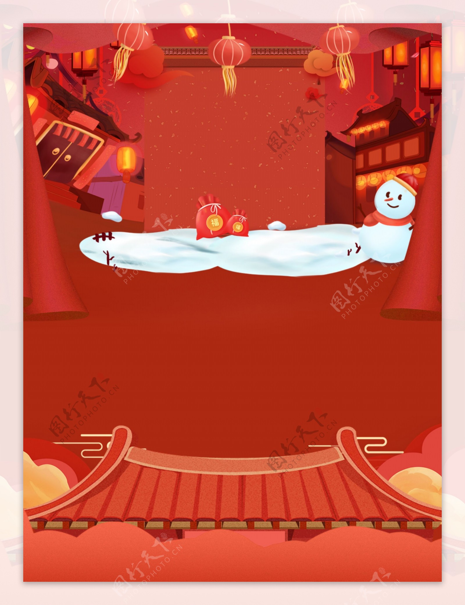 天猫新款红色中国风元宵背景素材