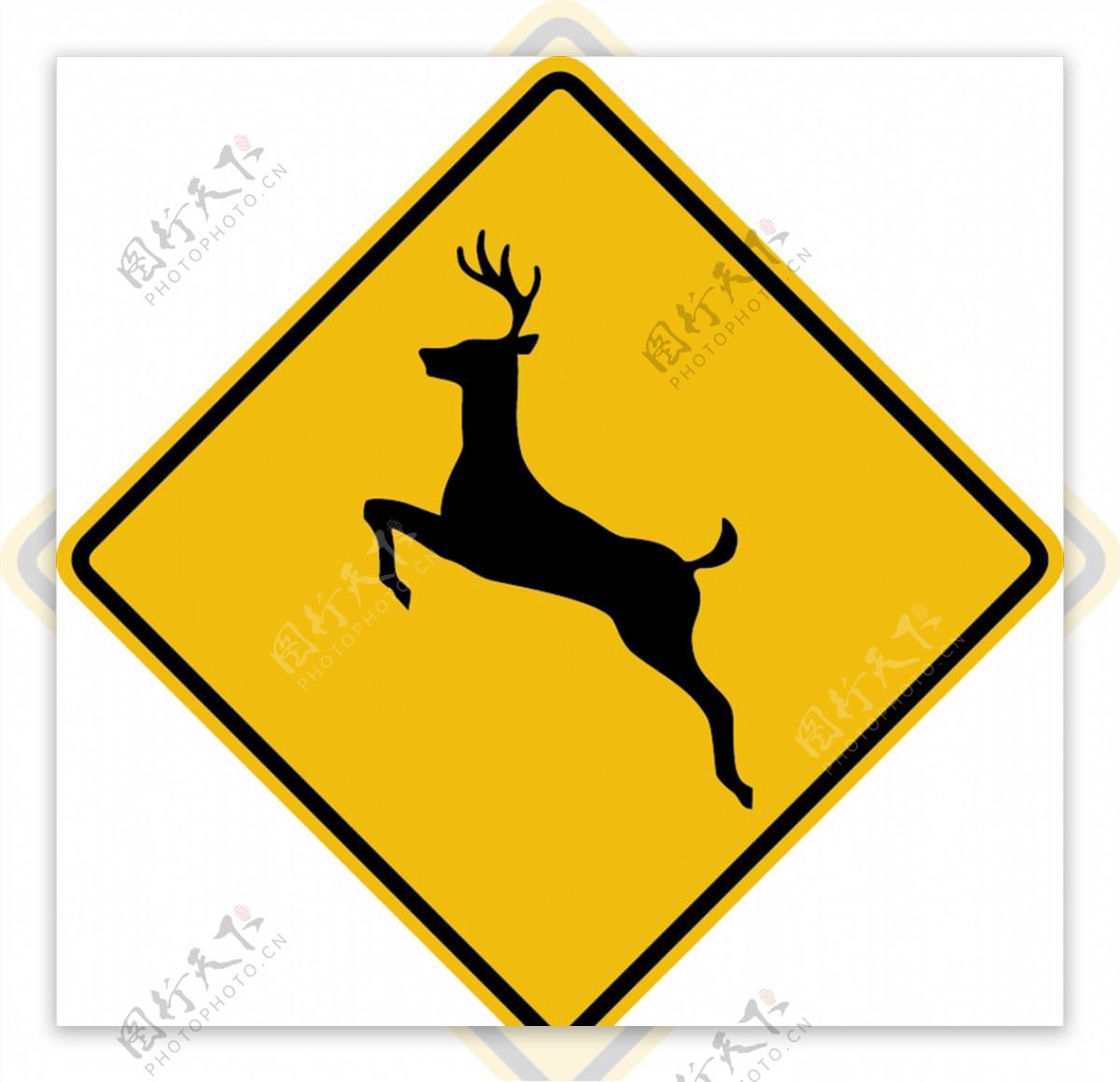 外国交通图标注意野鹿