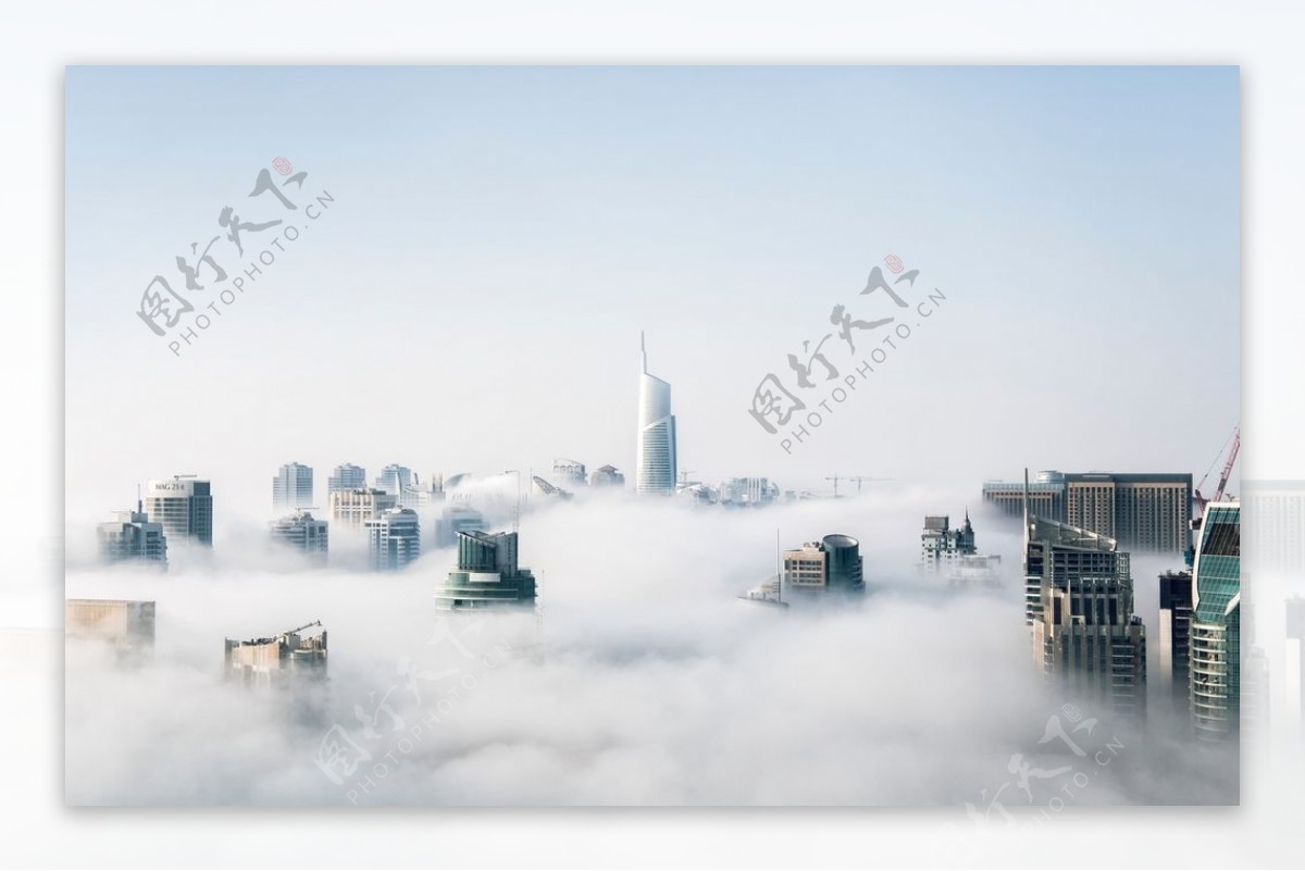 被大雾笼罩的城市