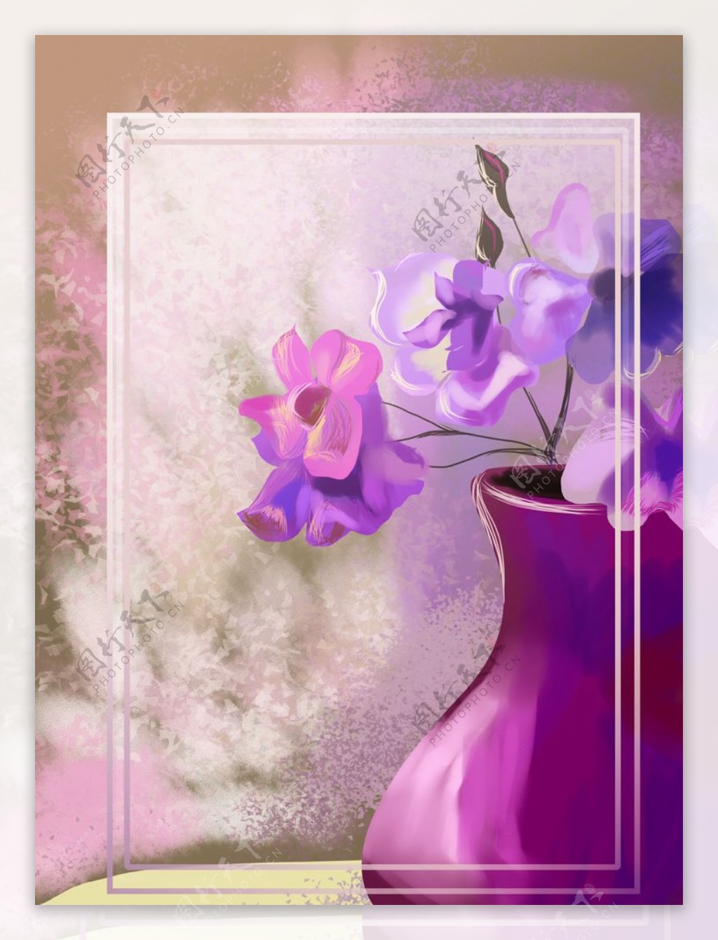 手绘紫色系花卉背景