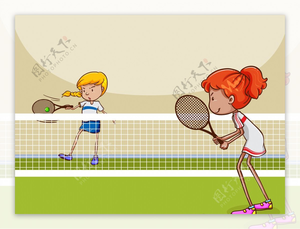 卡通网球运动