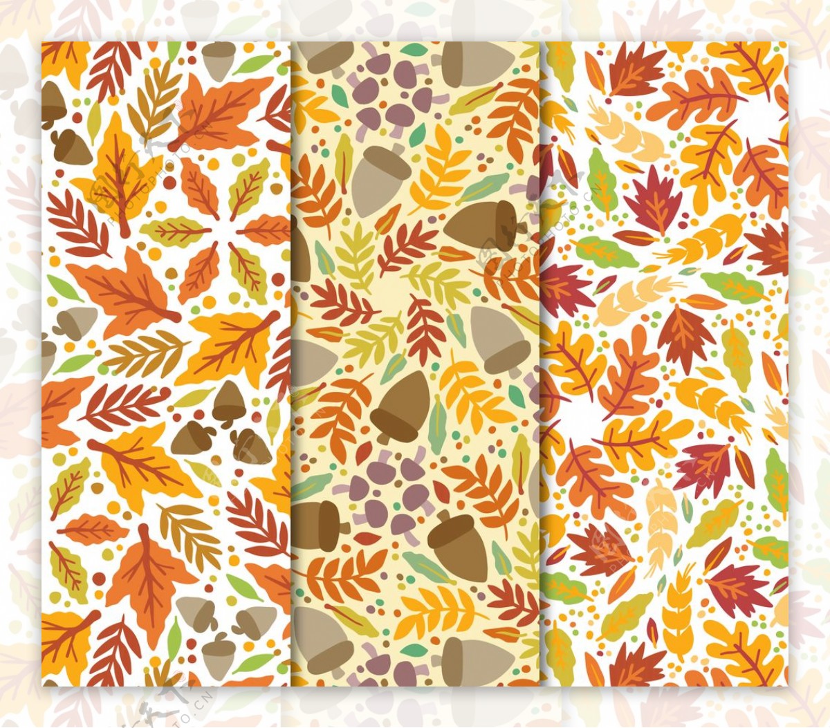 手工绘制的秋叶装饰图案
