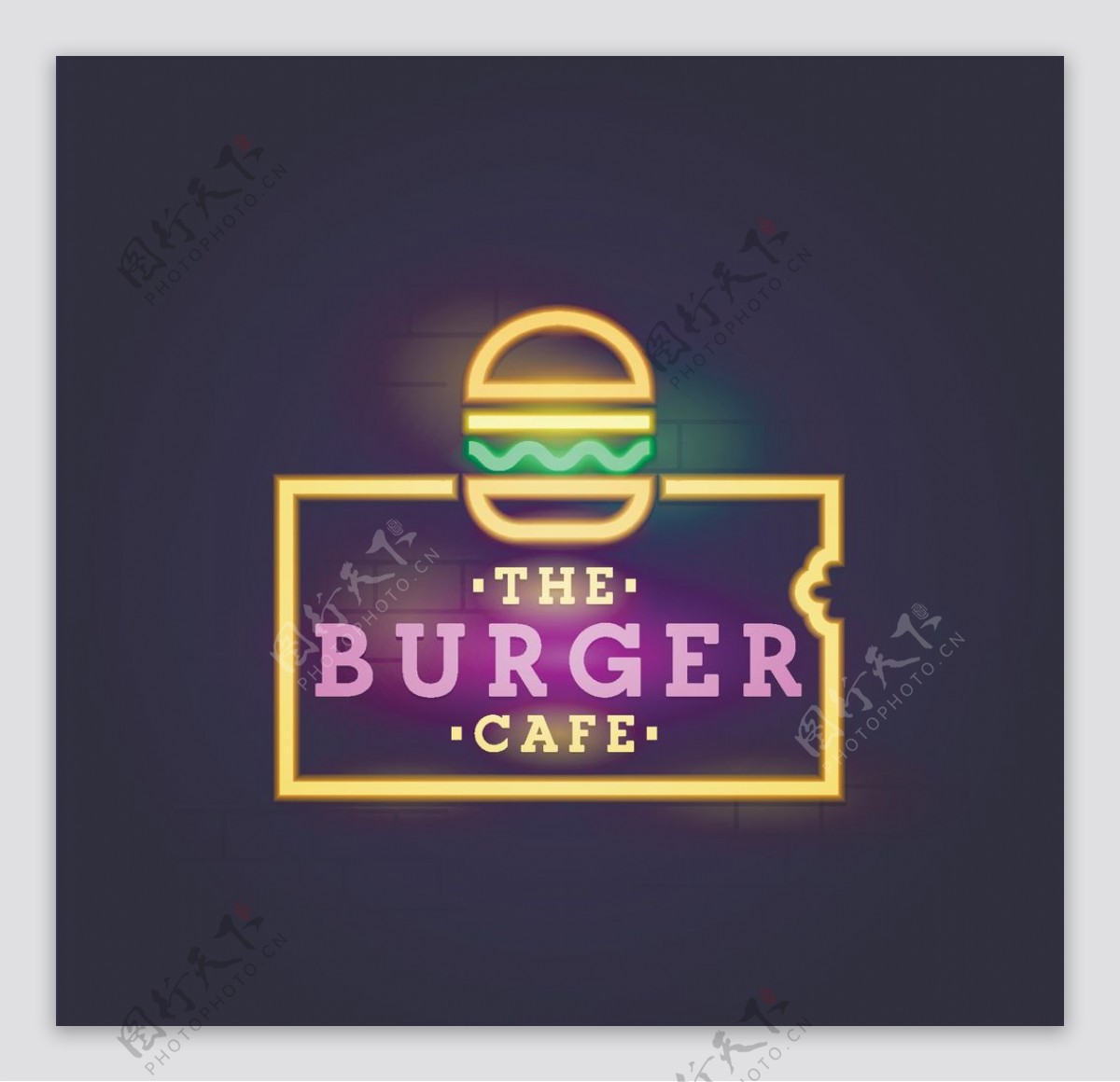 汉堡店咖啡屋霓虹灯光logo