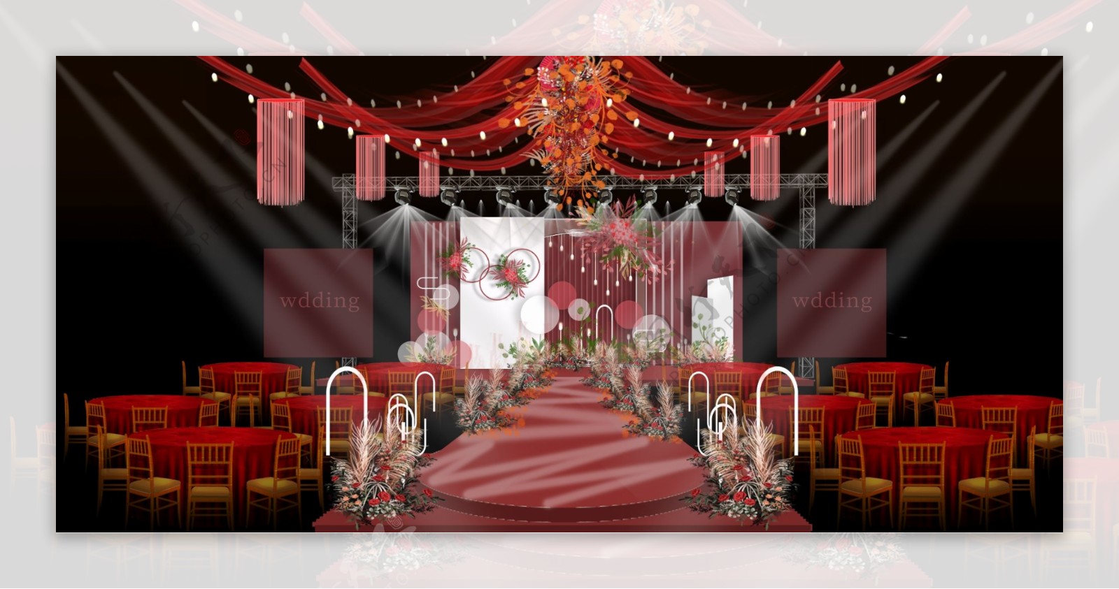 红色婚礼效果图设计