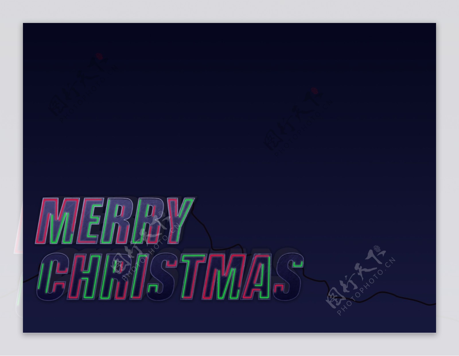 圣诞节霓虹灯发光字体效果背景