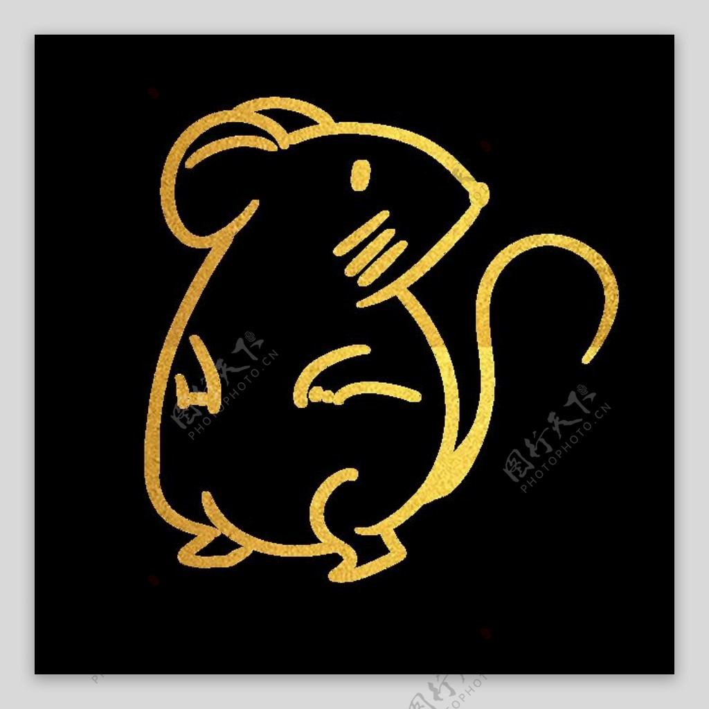 金色老鼠可爱剪纸