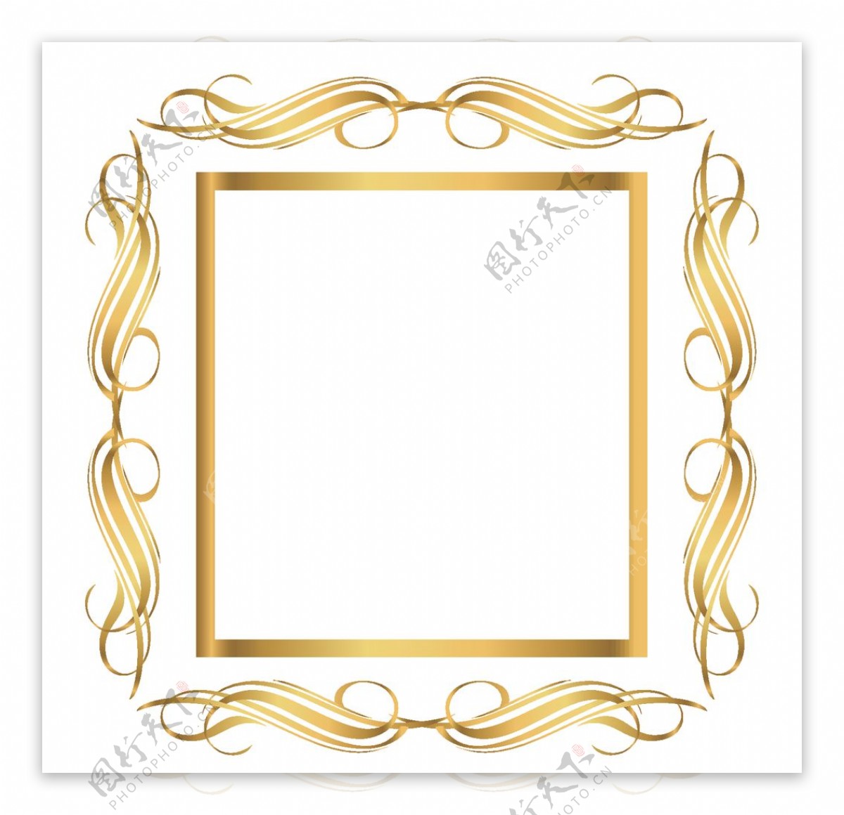 创意金色花纹边框设计