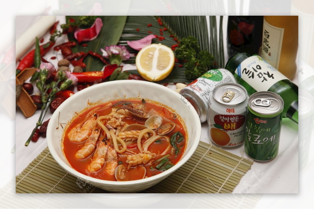 韩式海鲜辣汤面