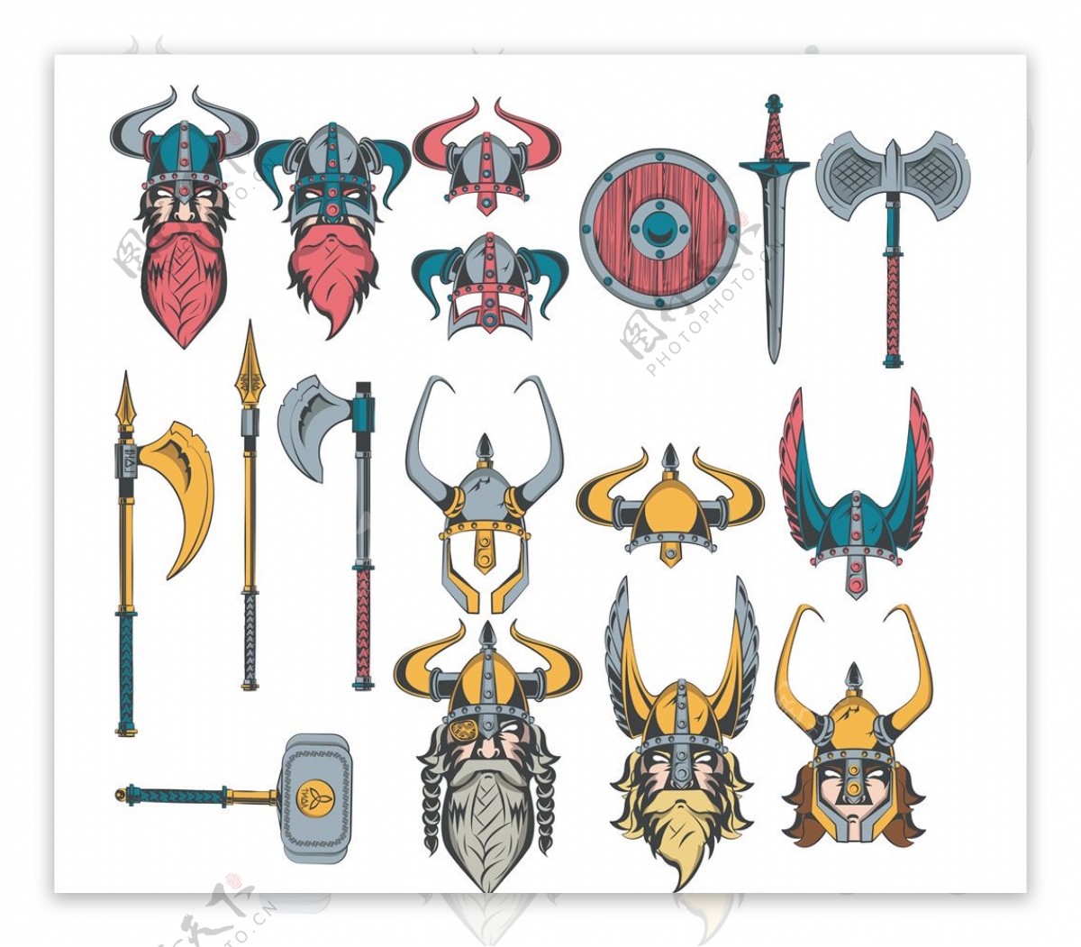 古代欧洲角斗士盔甲武器插画