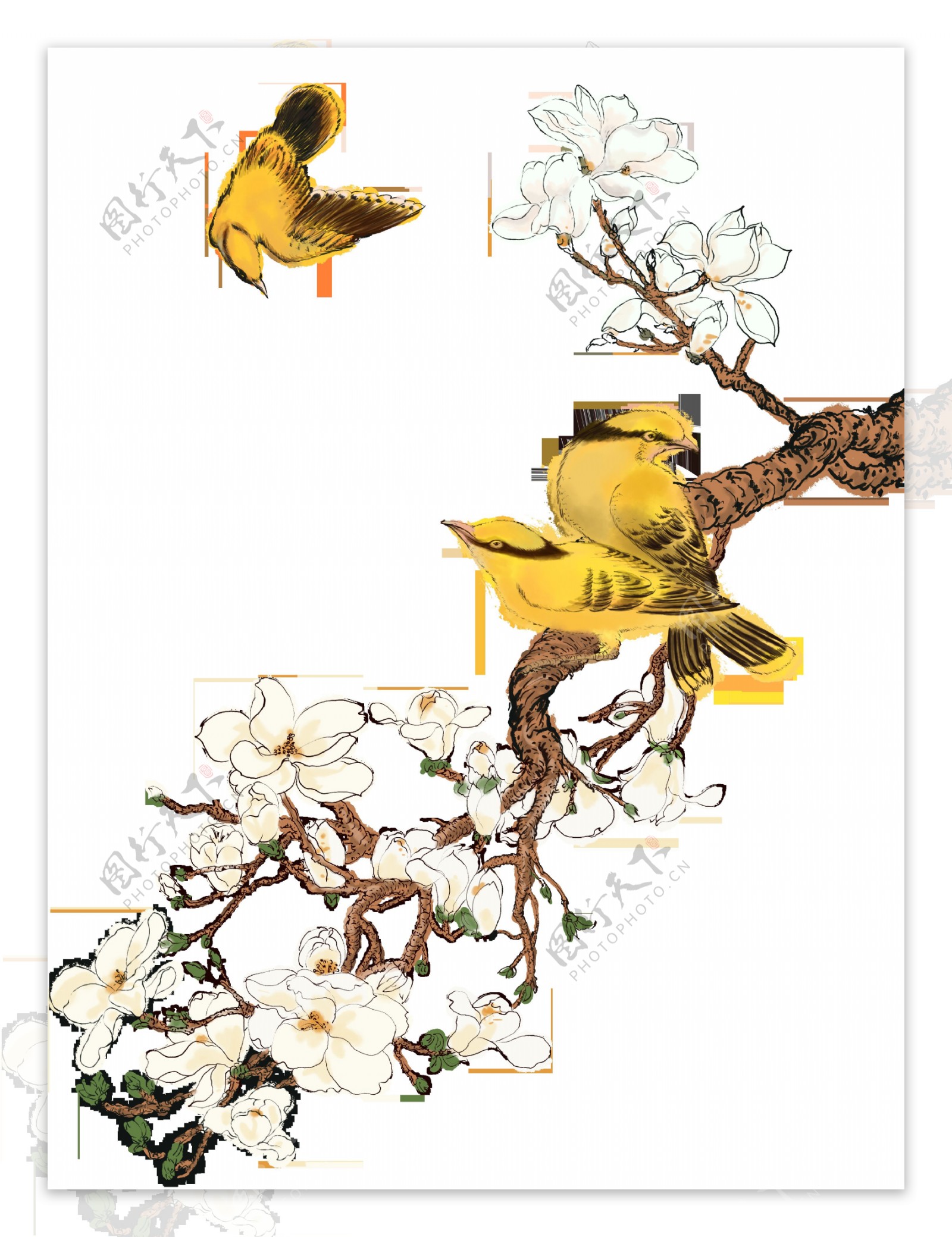 中国古风传统花鸟图案