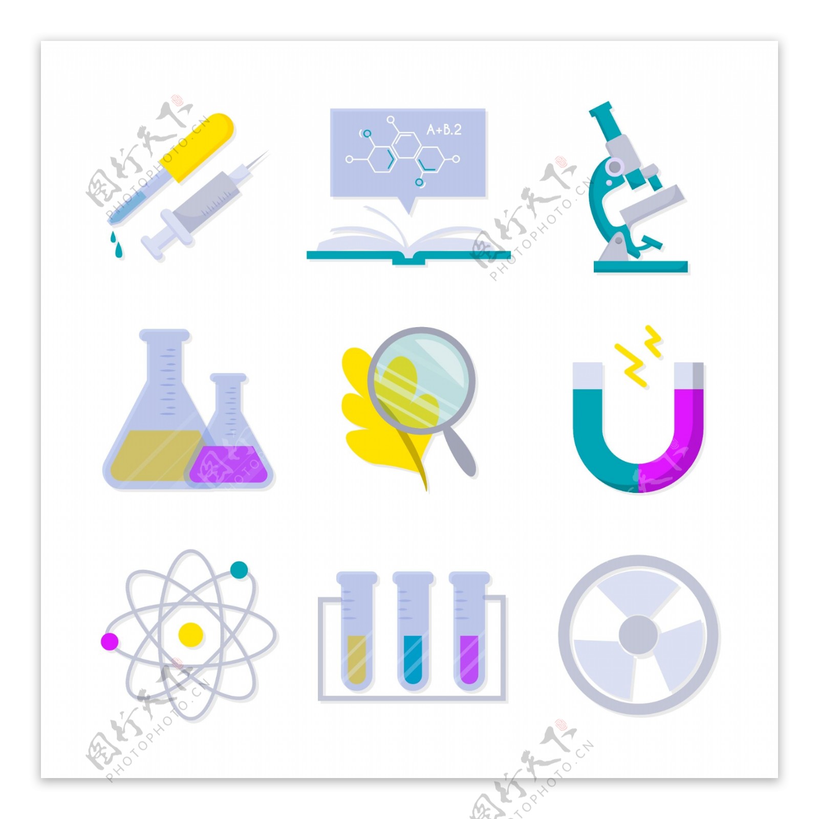 矢量卡通科学实验