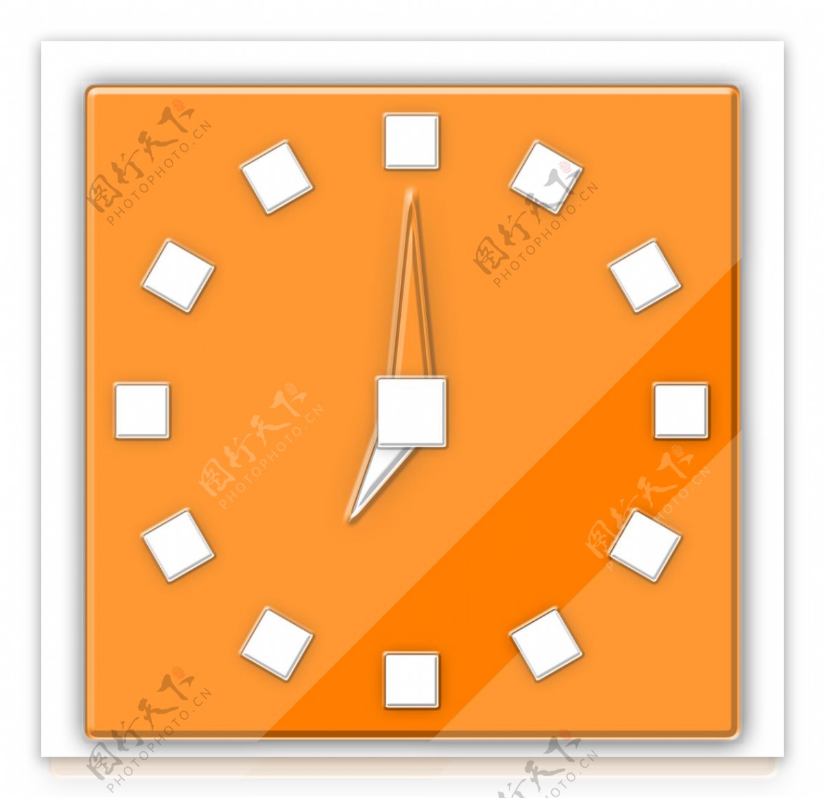 橙色塑料简约方形刻度时钟
