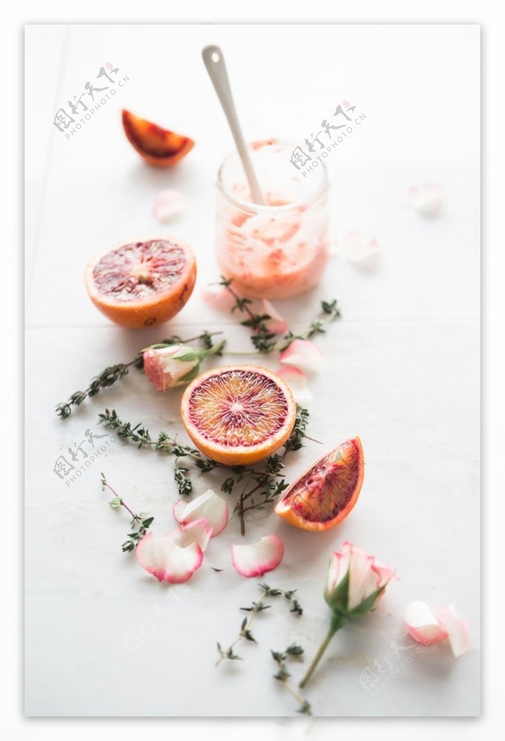 粉色花朵橙子