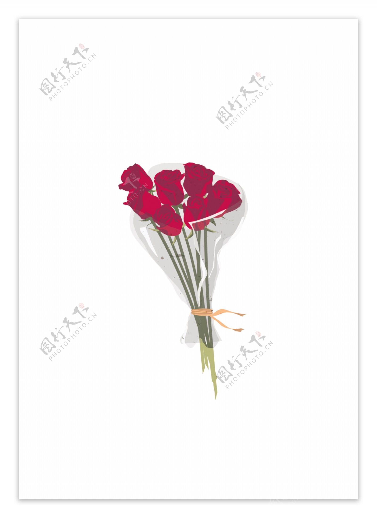 手绘玫瑰花束小清新婚礼植物花朵