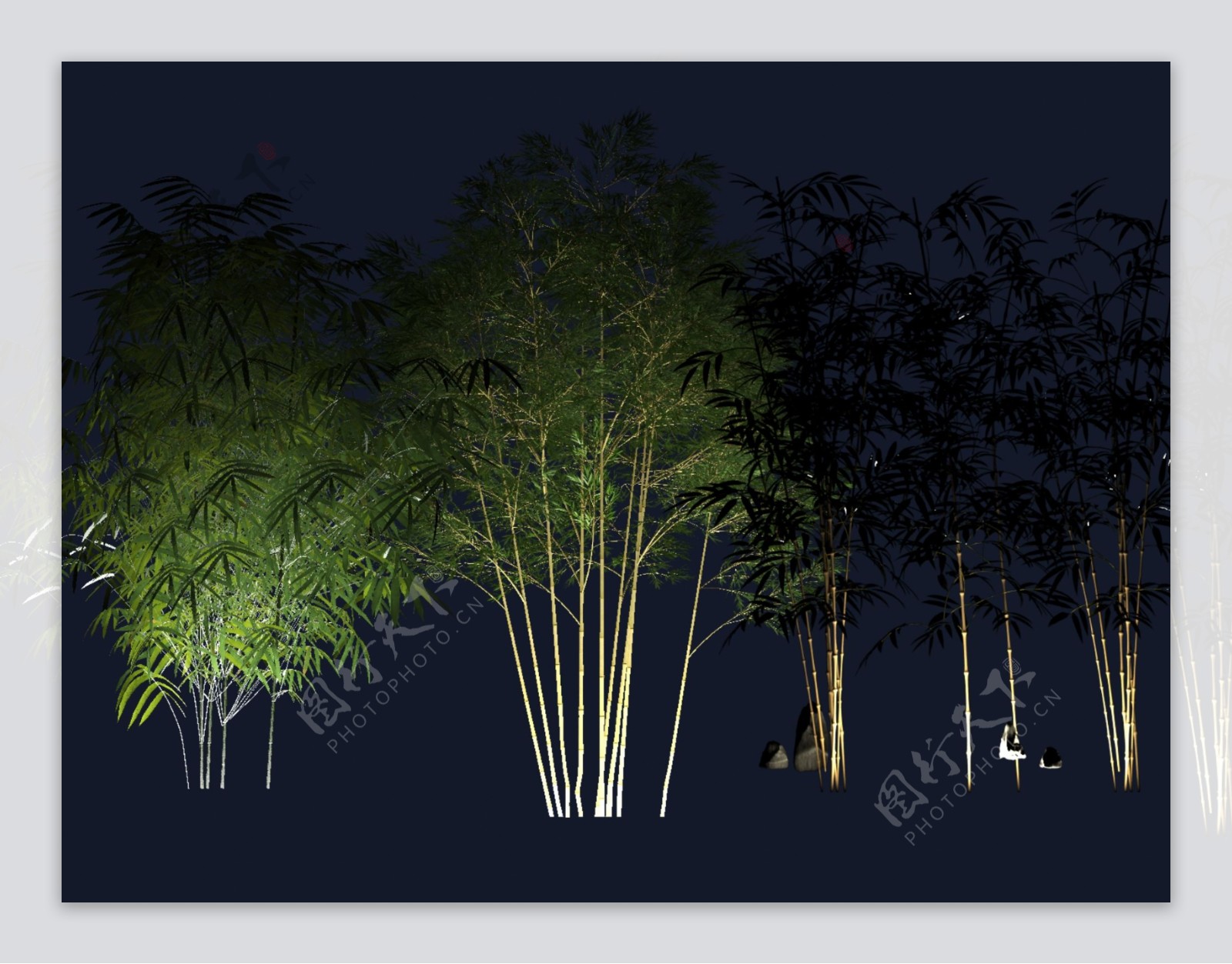 竹子夜景亮化素材
