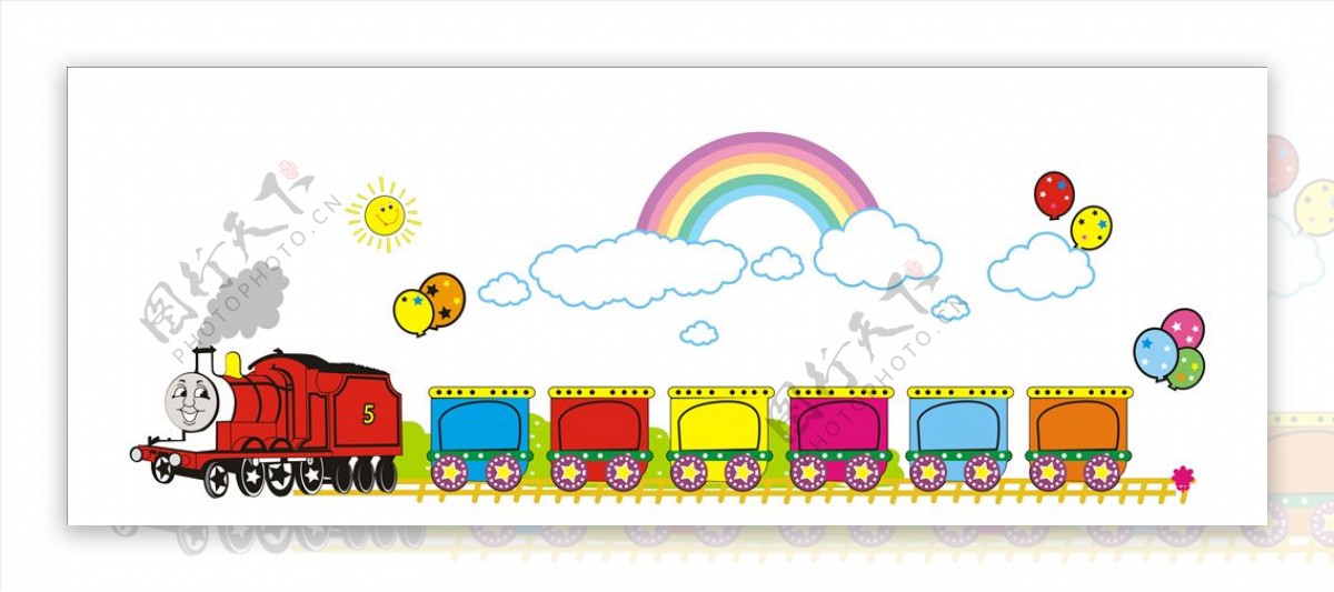 幼儿园雕刻小火车矢量