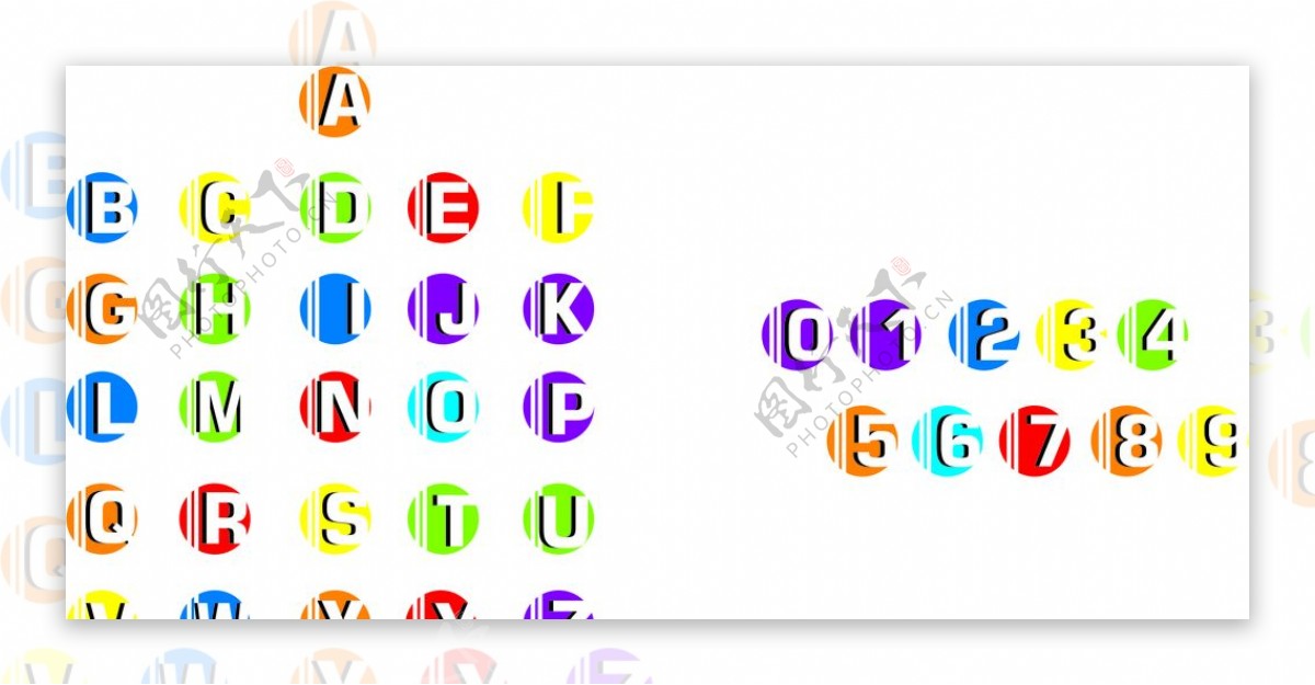 彩色数字与字母