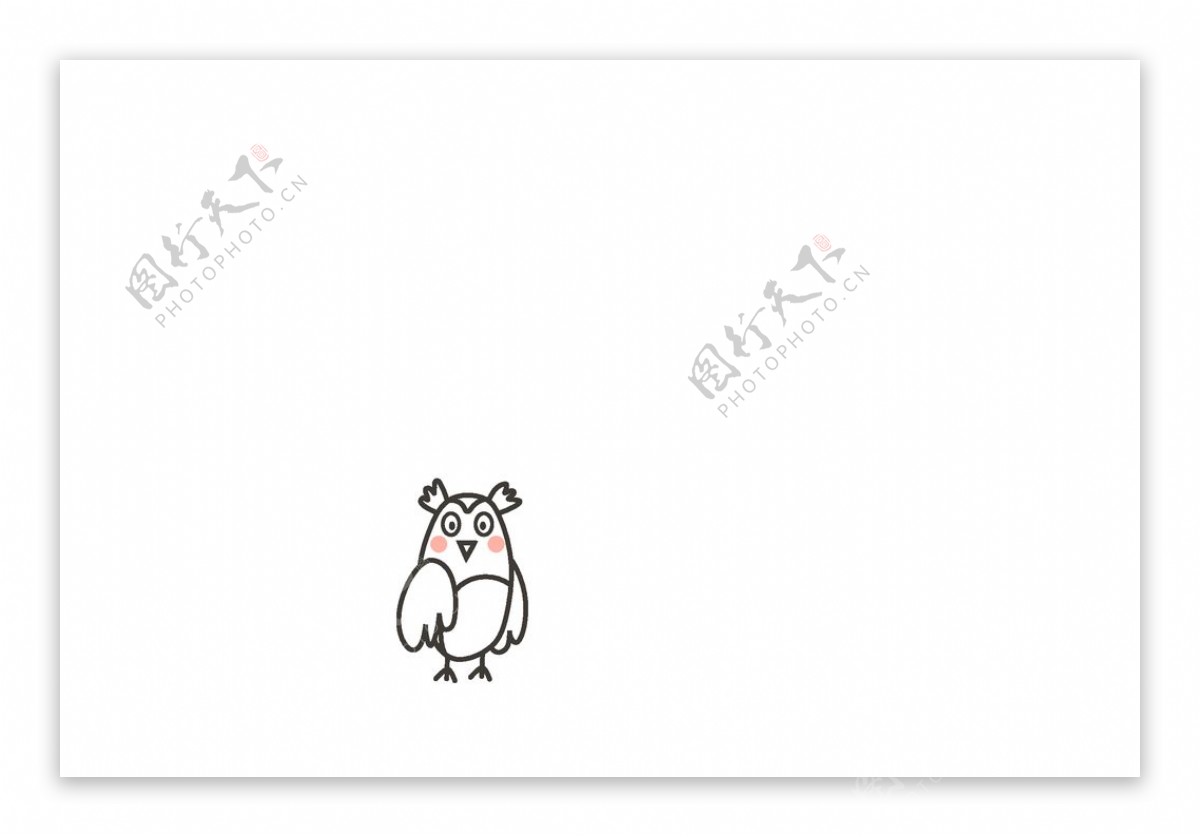 可爱手绘线描卡通动物猫头鹰矢量