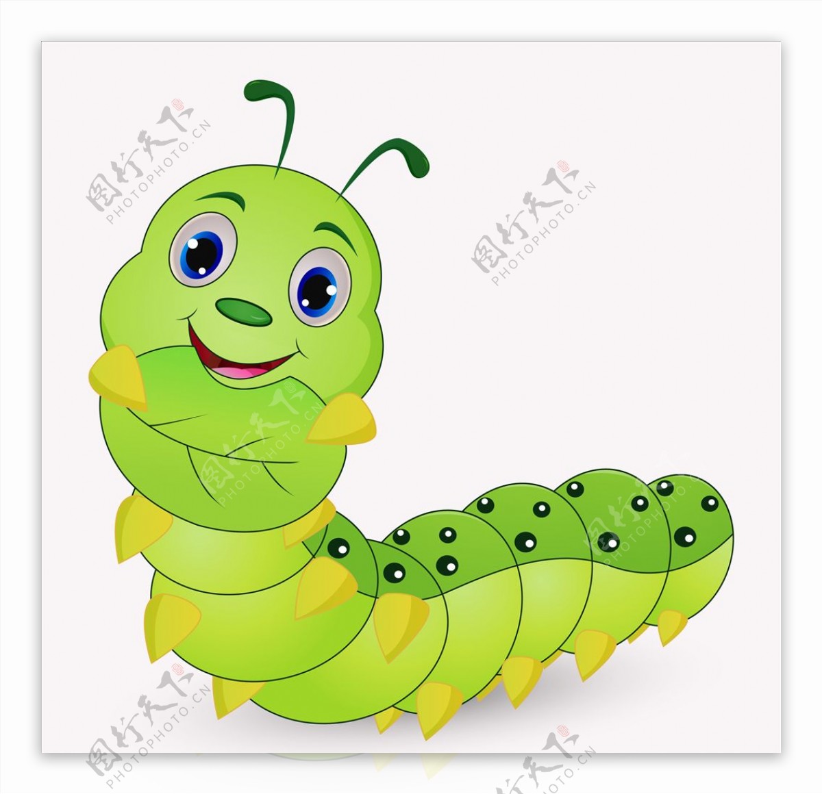 可爱的毛毛虫在不同的姿势的卡通设置插画图片素材_ID:425004530-Veer图库