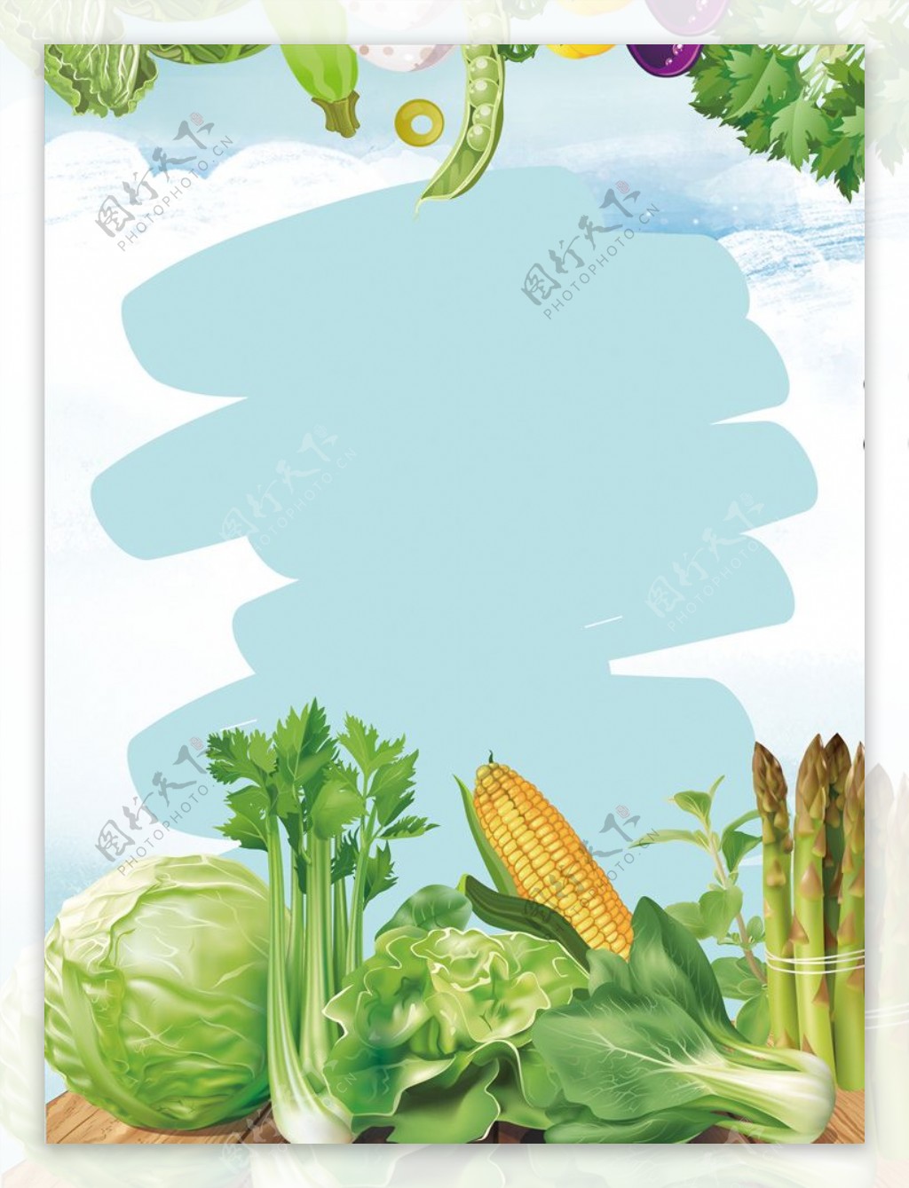 新鲜营养绿色生态农手绘插画海报