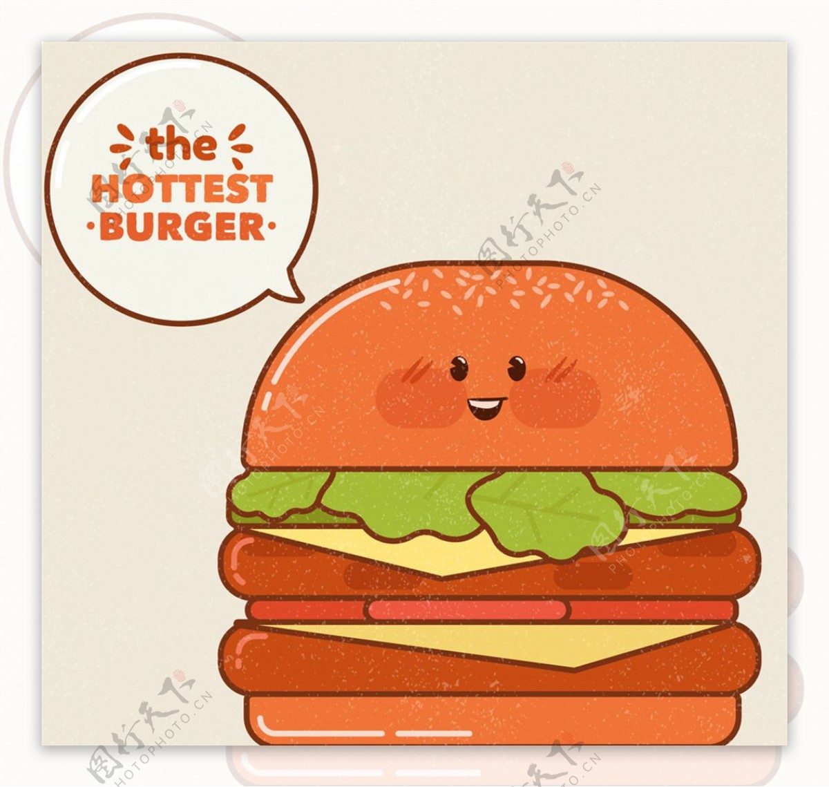彩绘表情汉堡包矢量素材