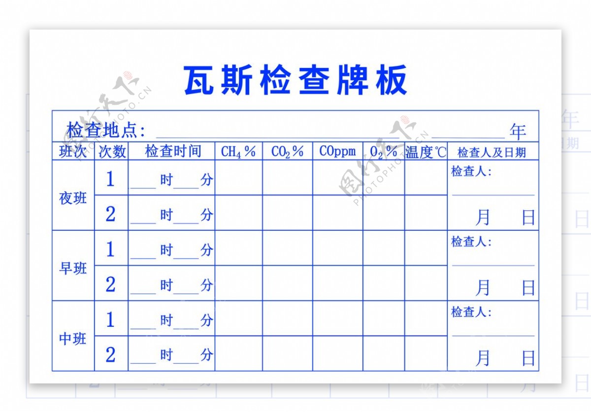 瓦斯检查牌板