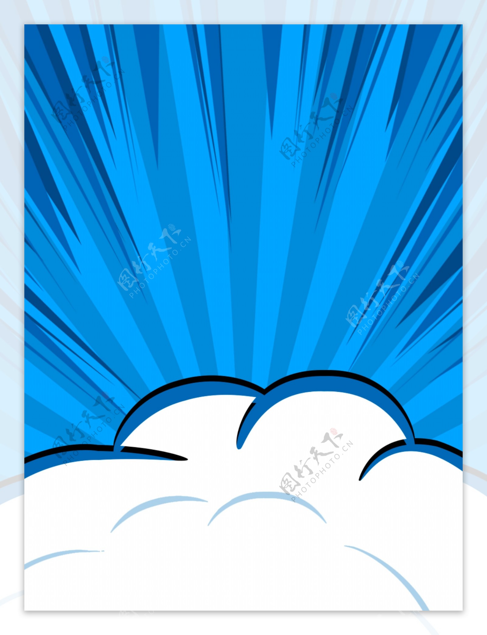 云射线的漫画爆炸蓝色背景