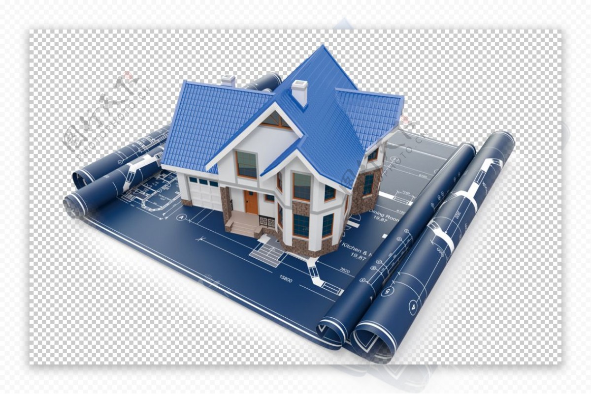 建筑图纸模型立体海报素材