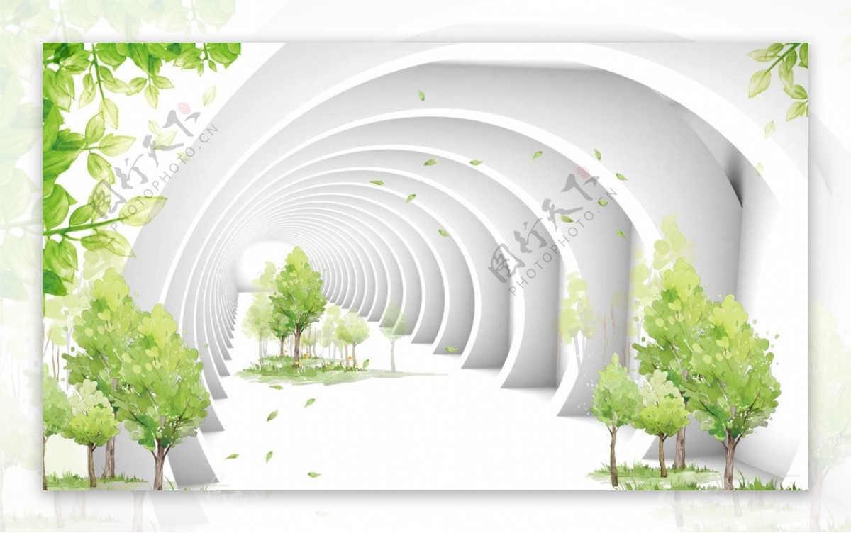 3D立体树林背景图