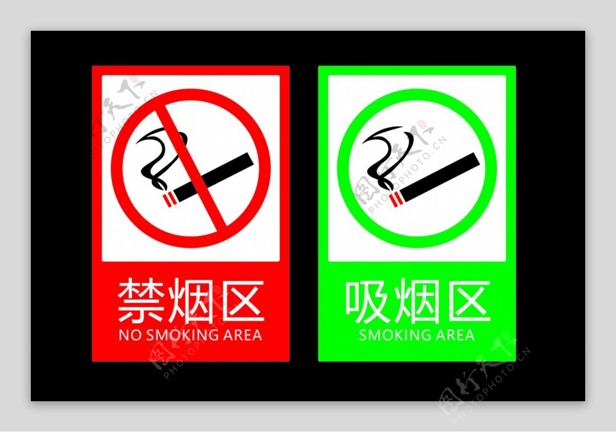 吸烟区与禁烟区标识