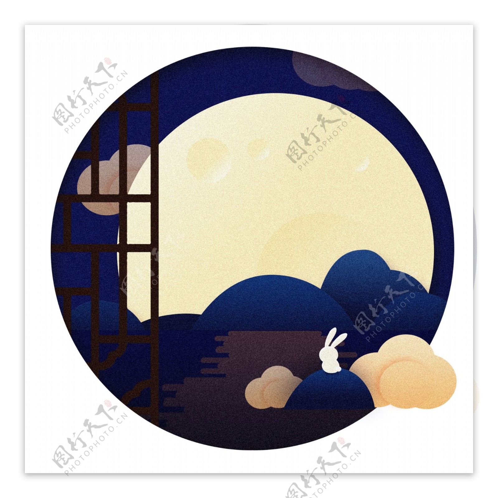 中秋节赏月装饰图案元素