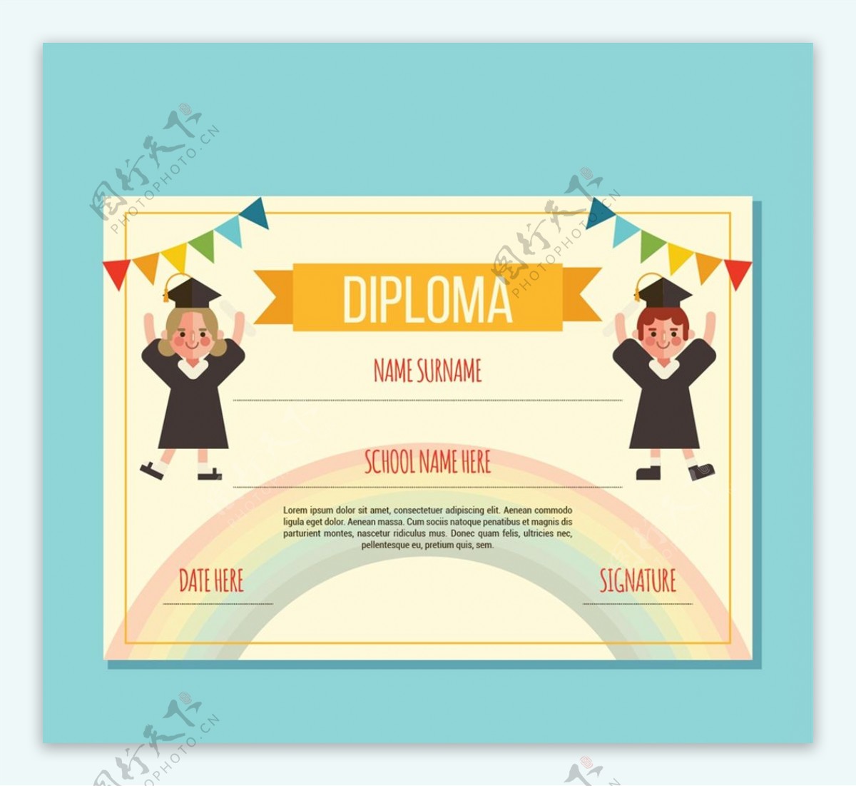 可爱儿童毕业证图片