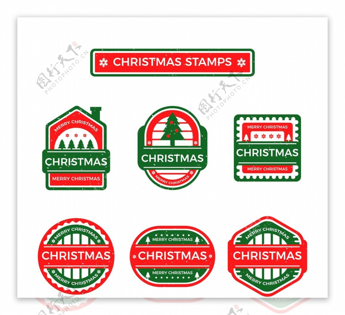 圣诞节邮票矢量图片
